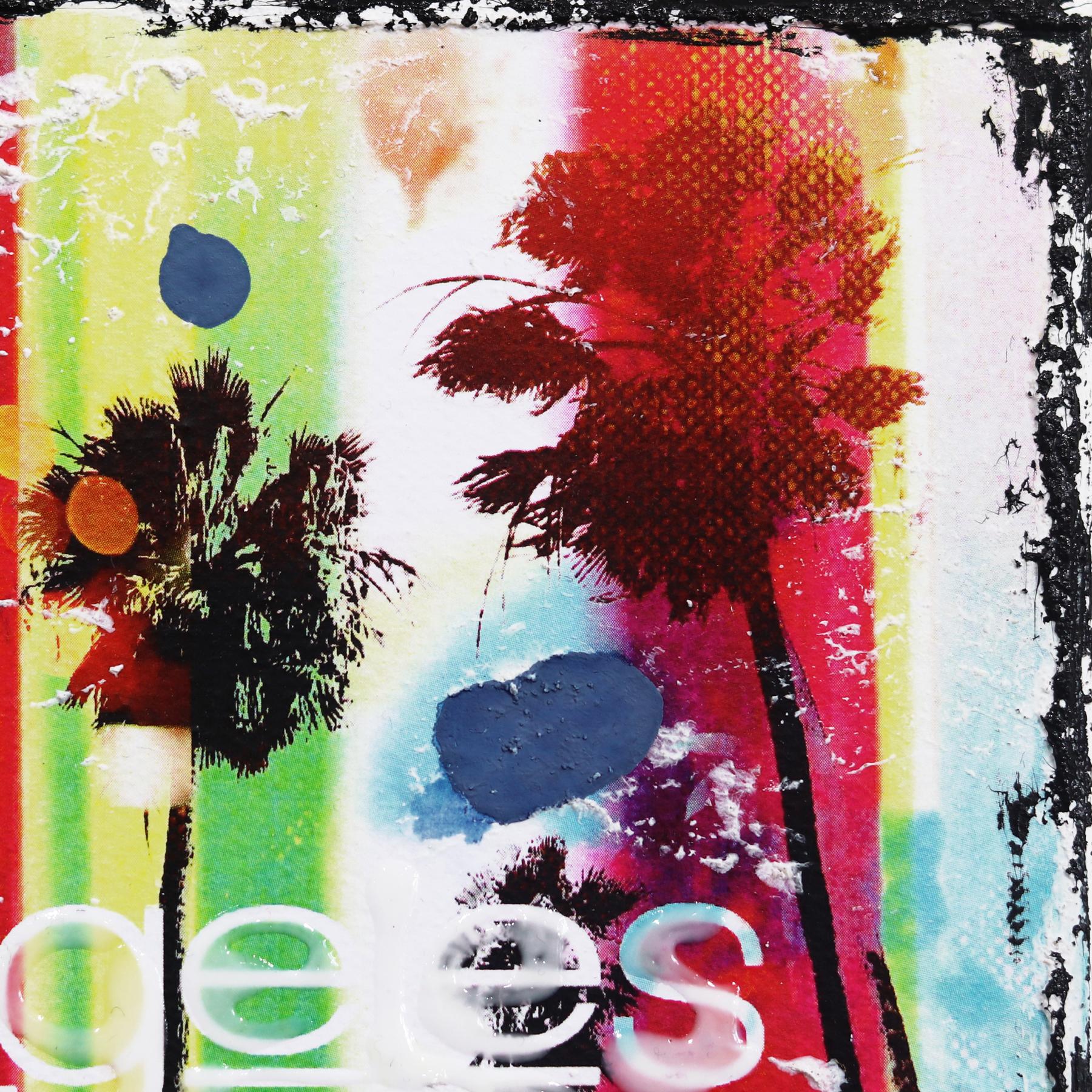 Colorful LA - Original Pop Art Landscape Collage on Canvas For Sale 3