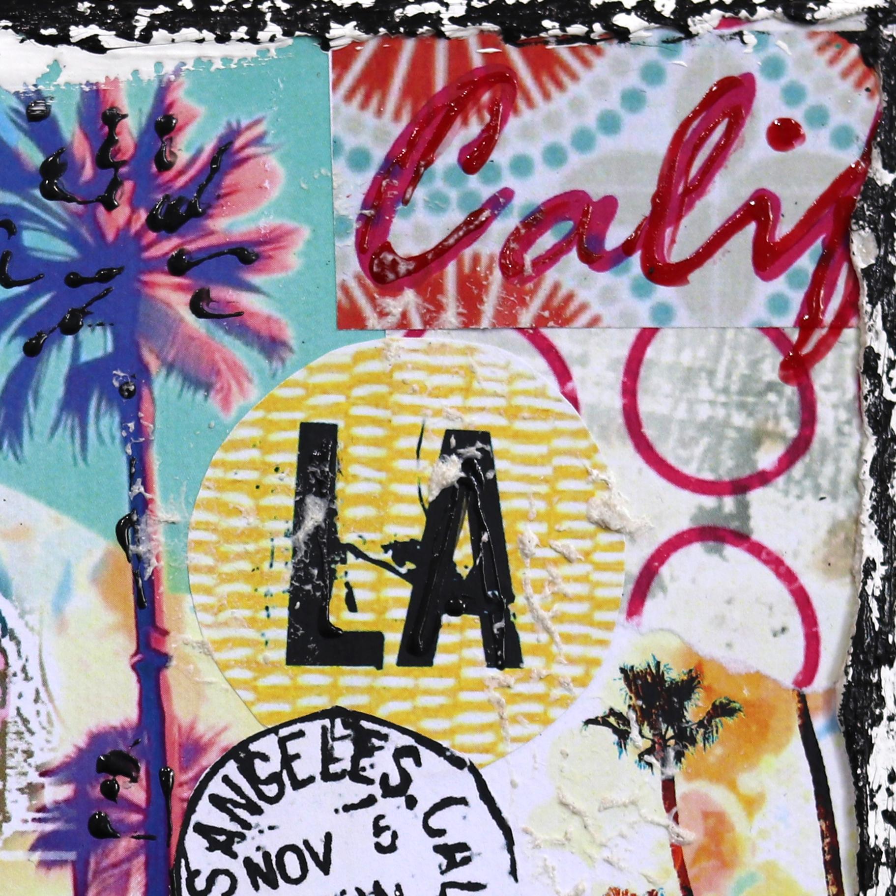 Cruisin' Beverly - Original Abstract Colorful Textural City Inspired Collage Art For Sale 2