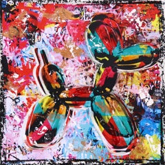 Double Dog Dream - Original Pop Art Painting on Canvas