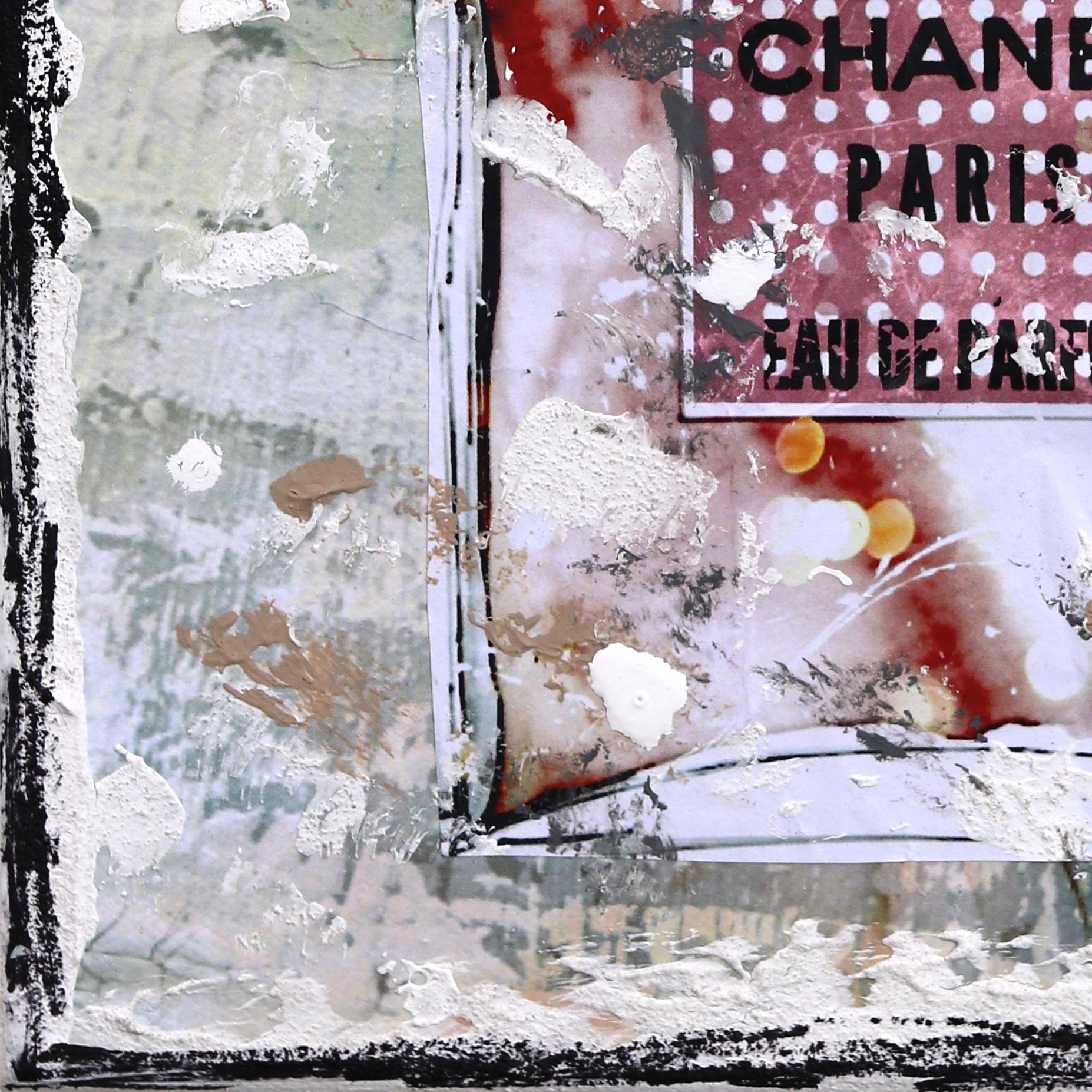 Eau de Chanel - Original Abstract Floral Perfume Textural Distressed Collage Art en vente 2