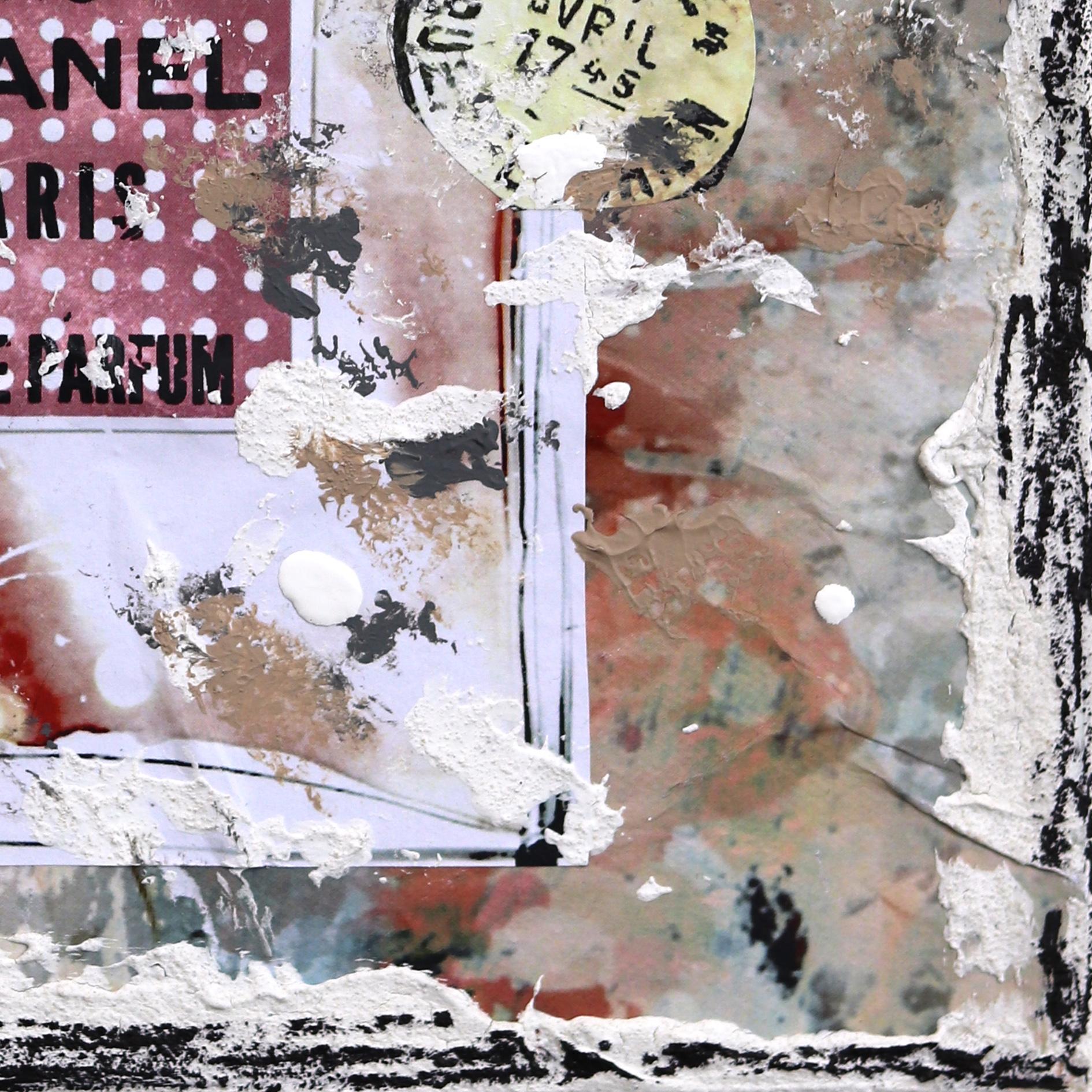 Eau de Chanel - Original Abstract Floral Perfume Textural Distressed Collage Art en vente 3