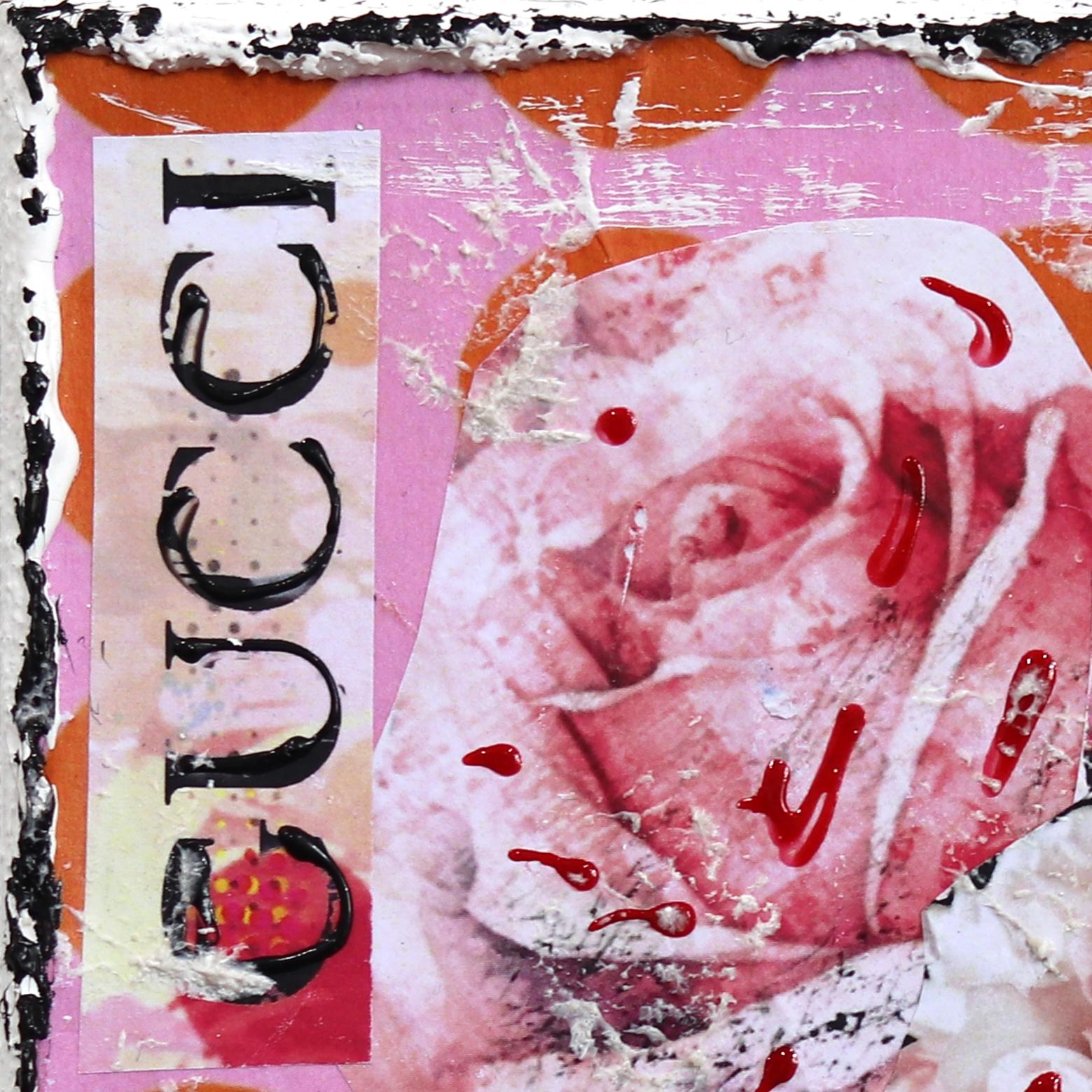 Gucci Bouquet - Original Abstract Colorful Textural Luxury Inspired Collage Art - Pop Art Painting par Marion Duschletta