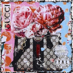 Gucci Bouquet - Original Abstract Colorful Textural Luxury Inspired Collage Art