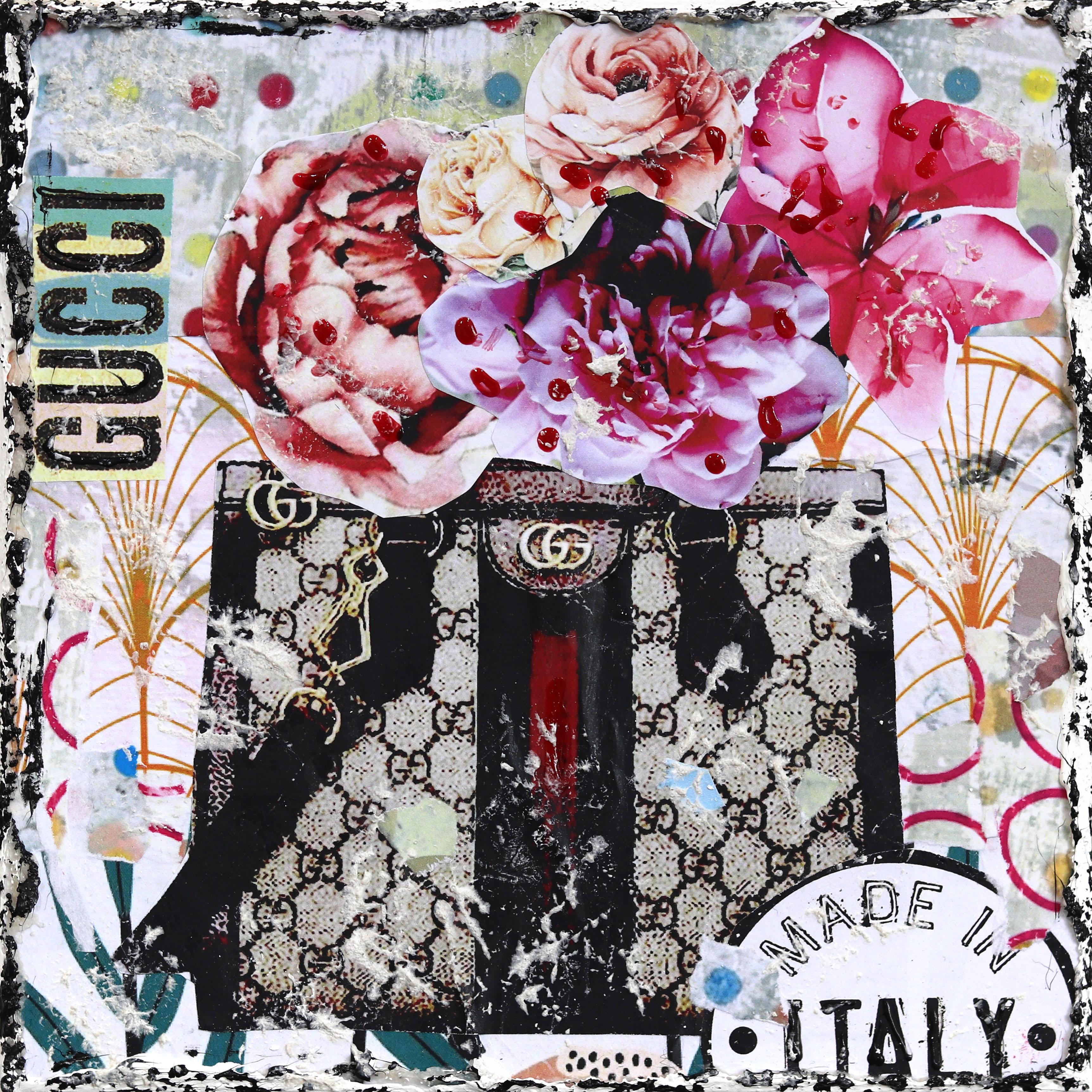 Gucci Glam - Original Abstract Colorful Textural Luxury Inspired Collage Art - Mixed Media Art by Marion Duschletta