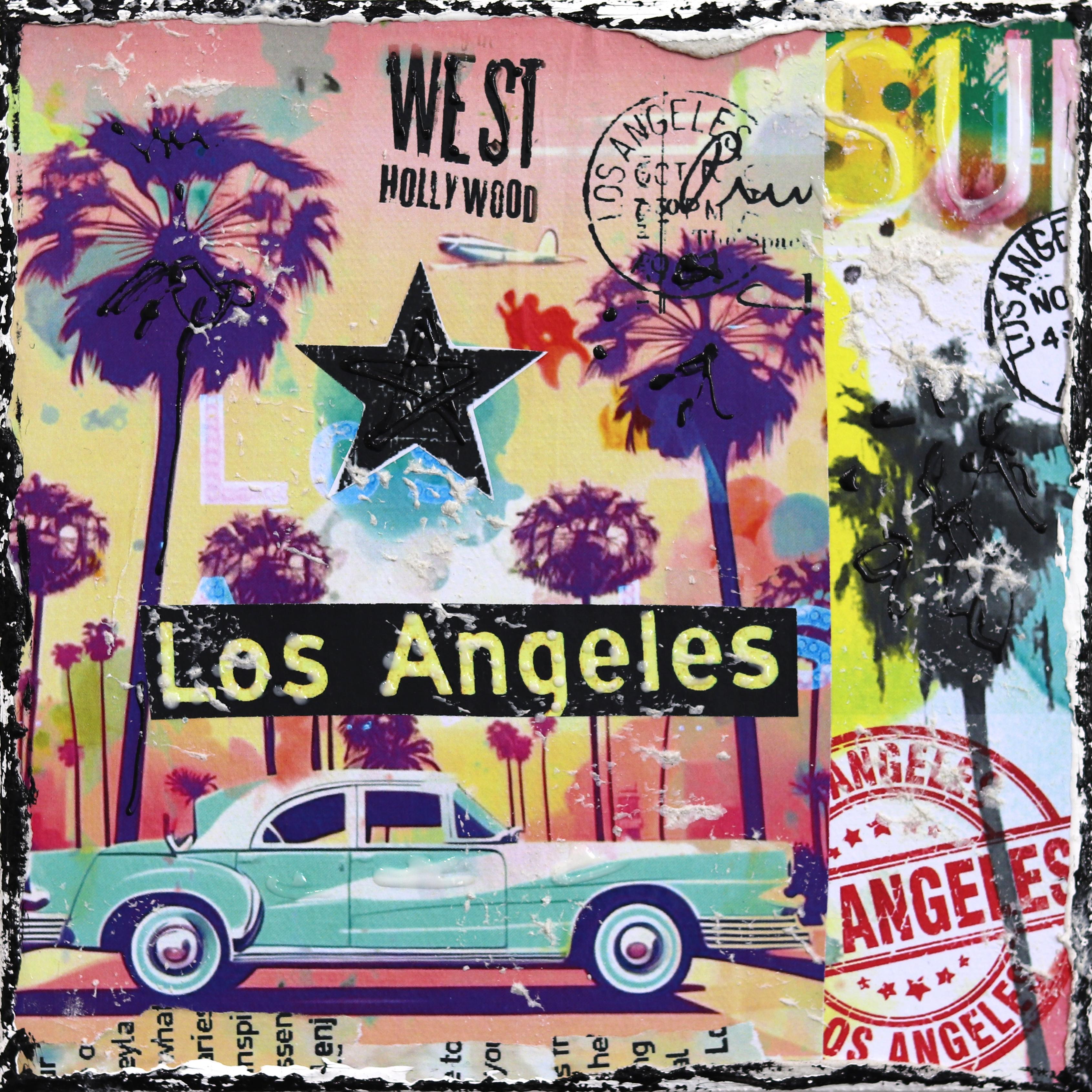 Hello West Hollywood - Collage abstrait de couleurs et de textures de la ville Artwork