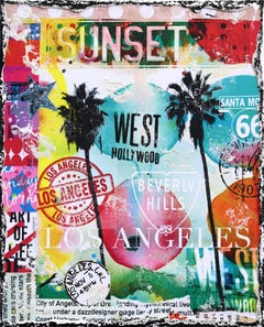 Loving Los Angeles - Original Abstract Textural Distressed City Collage Art