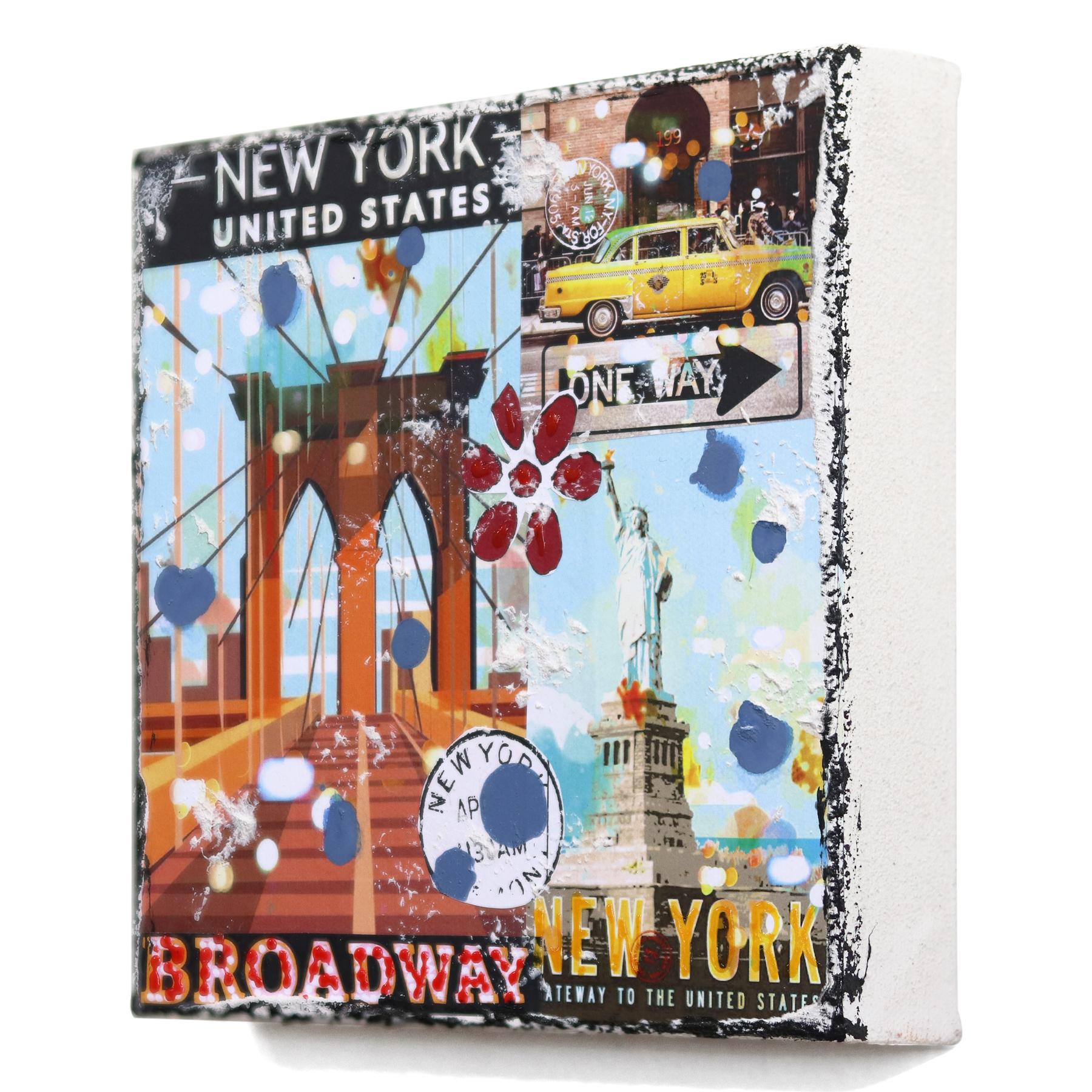 New York City - Collage originale di paesaggi pop art su tela in vendita 1