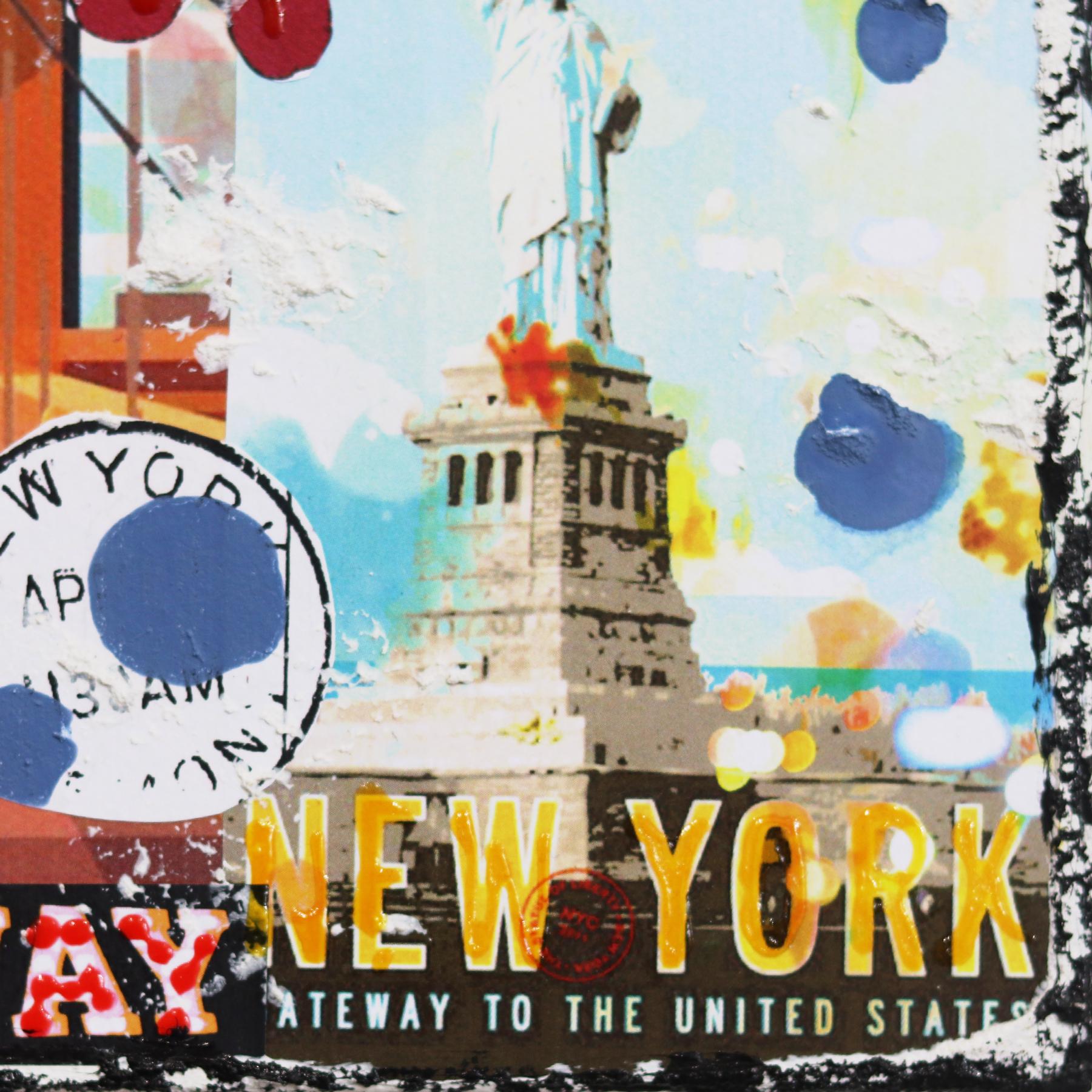 New York City - Collage originale di paesaggi pop art su tela in vendita 5