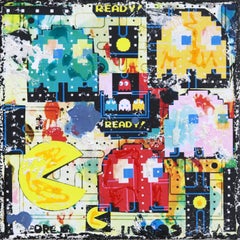Pac-Man Ready - Original Retro Pop Art Collage on Canvas