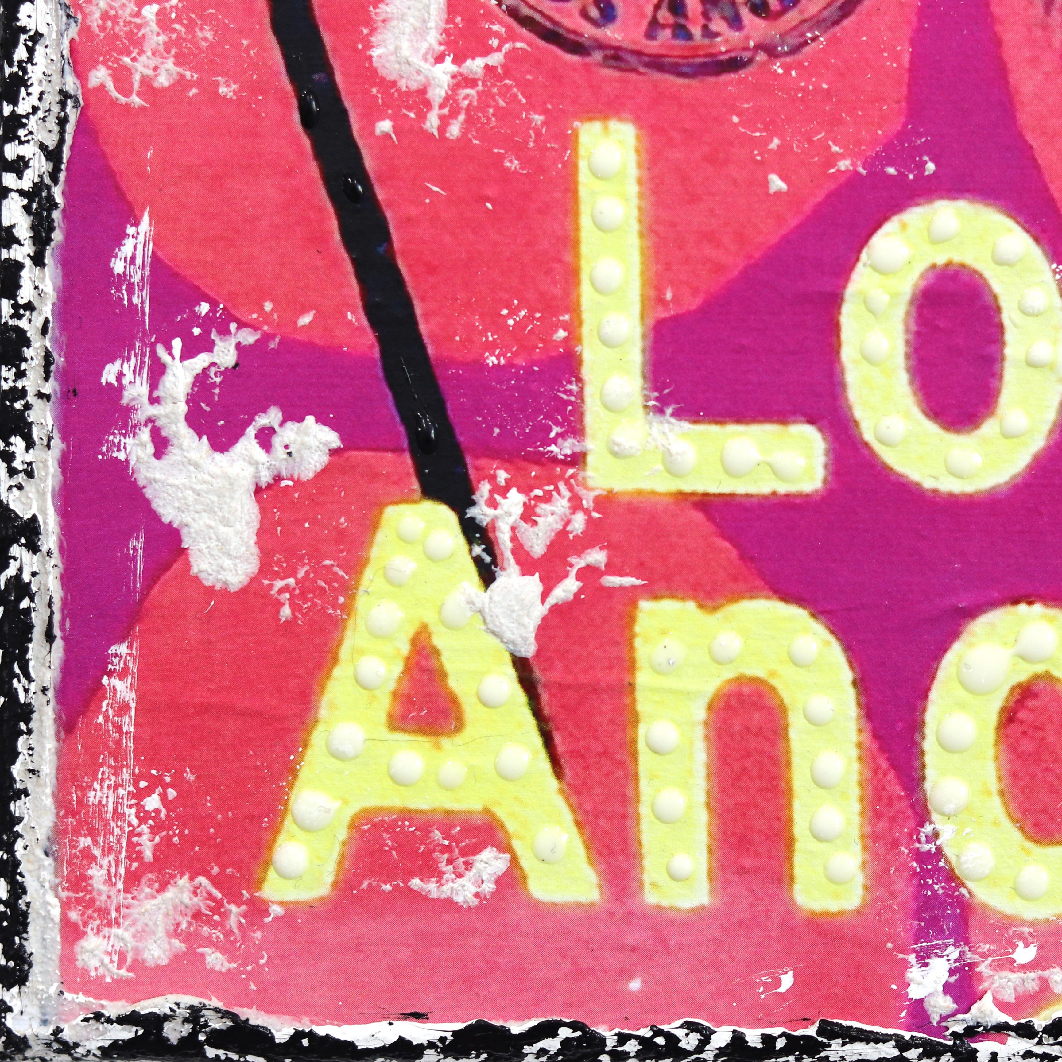 Pink LA Palms - Original Vibrant Colorful City Inspired Textural Artwork en vente 4