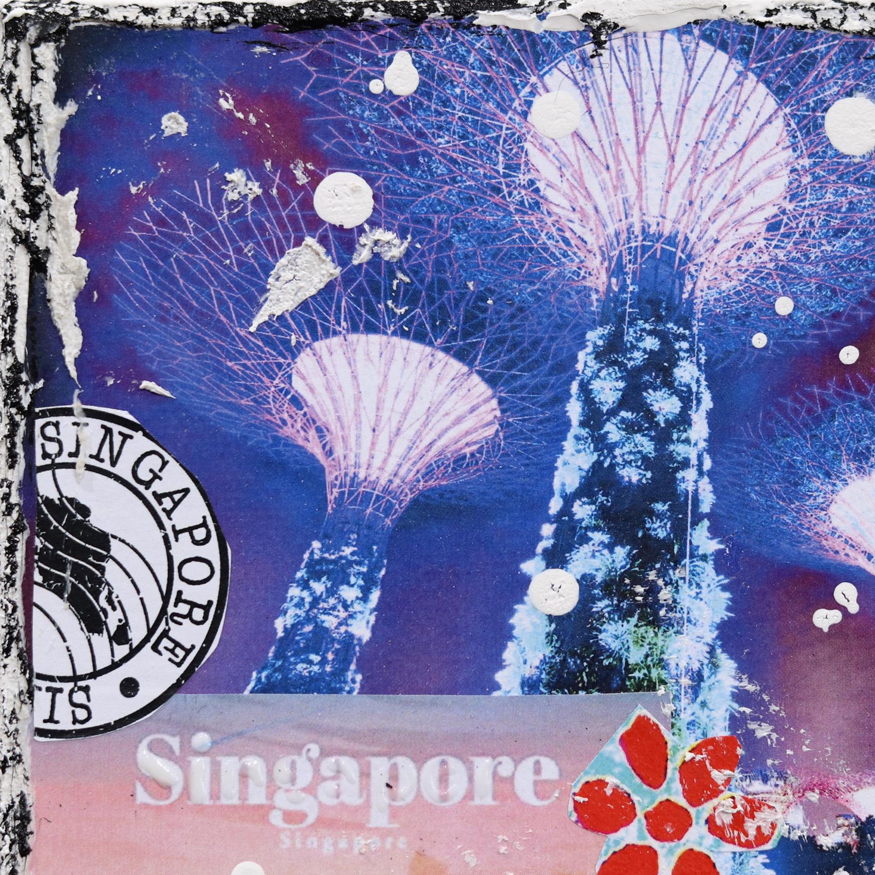 Vistas de Singapur - Arte Abstracto Paisaje Contemporáneo Original en Técnica Mixta - Painting Arte pop de Marion Duschletta
