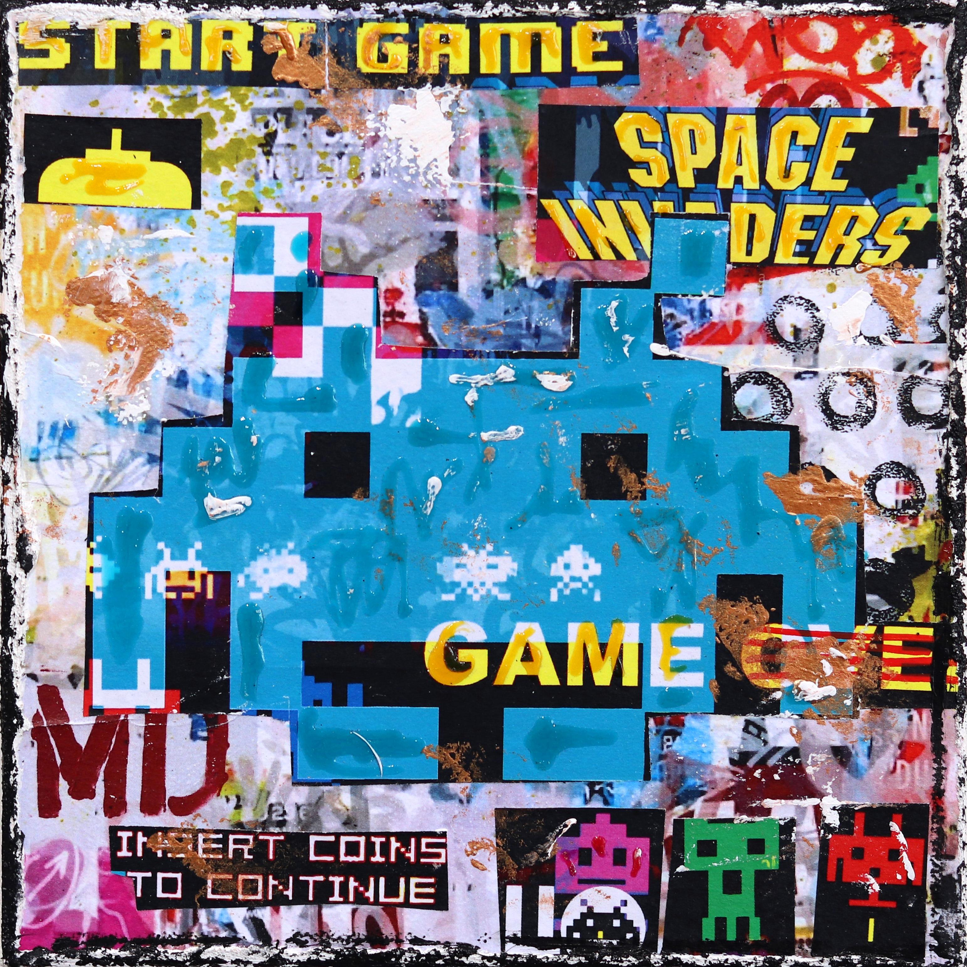 "Space Invaders" - Vintage Arcade Inspired artwork by Marion Duschletta