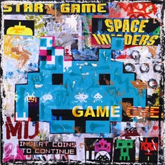 "Space Invaders" - Vintage Arcade Inspired artwork by Marion Duschletta