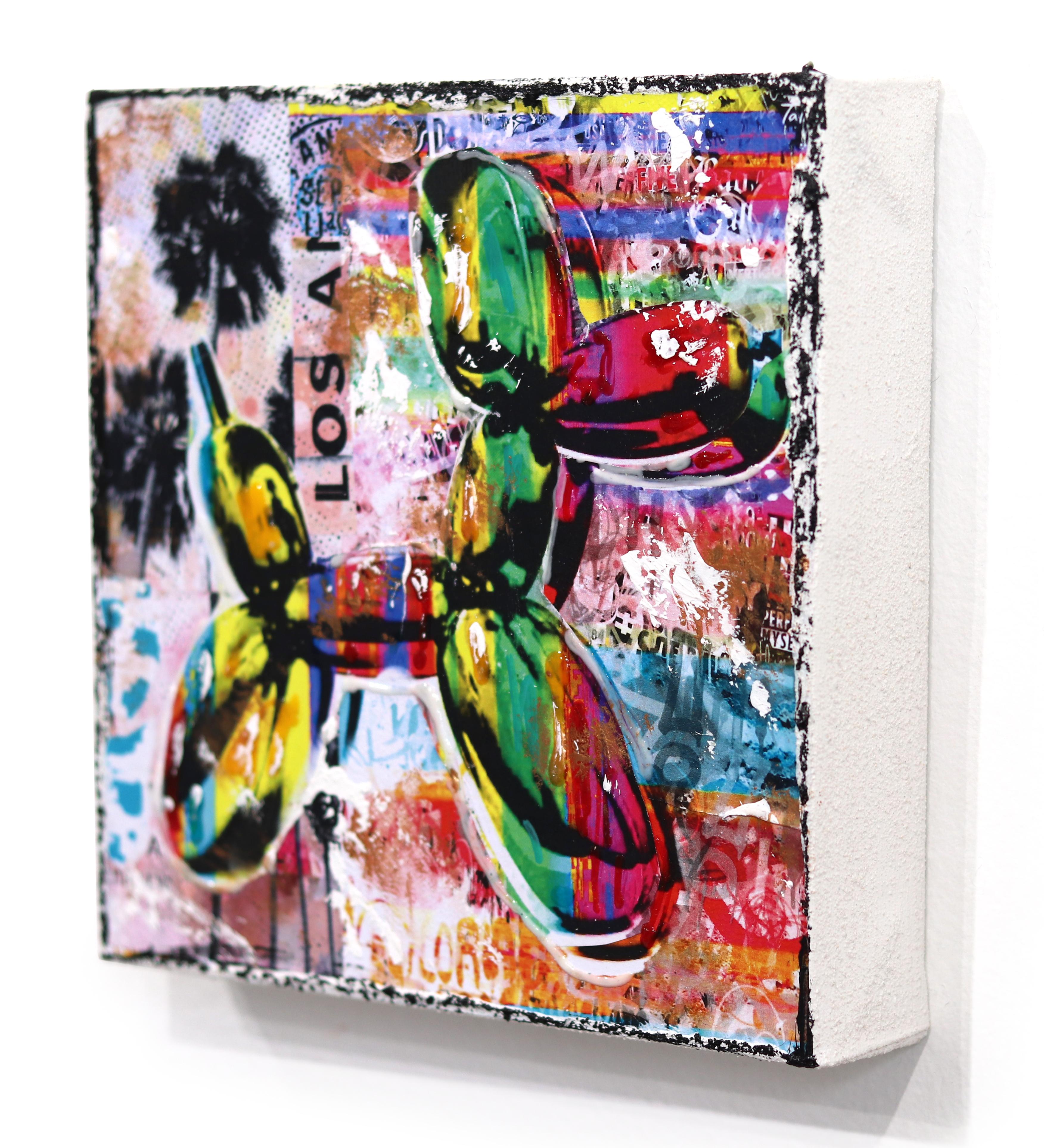 Sweet Shop Puppy - Collage original Pop Art de colores sobre lienzo en venta 1