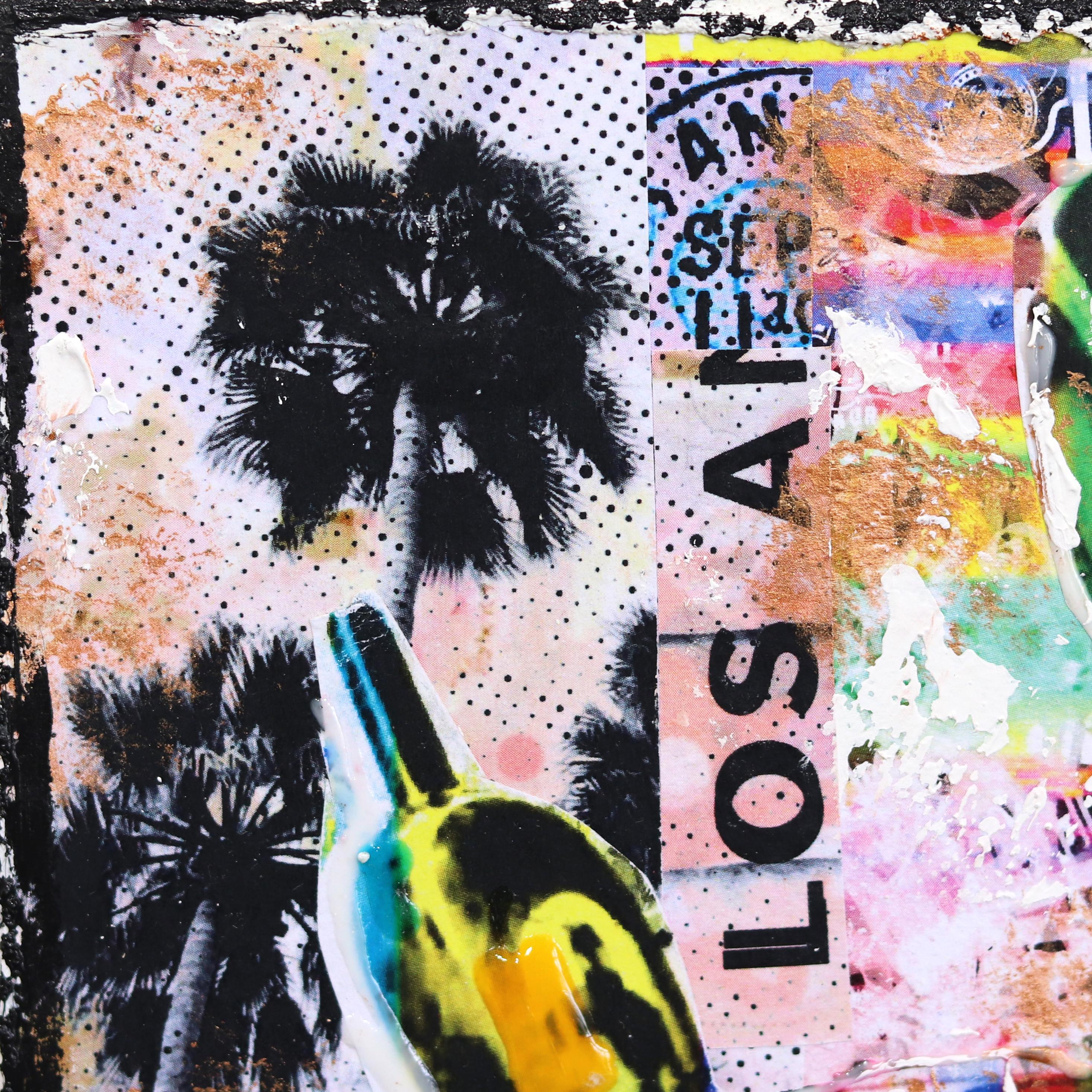 Sweet Shop Puppy - Collage original Pop Art de colores sobre lienzo en venta 2