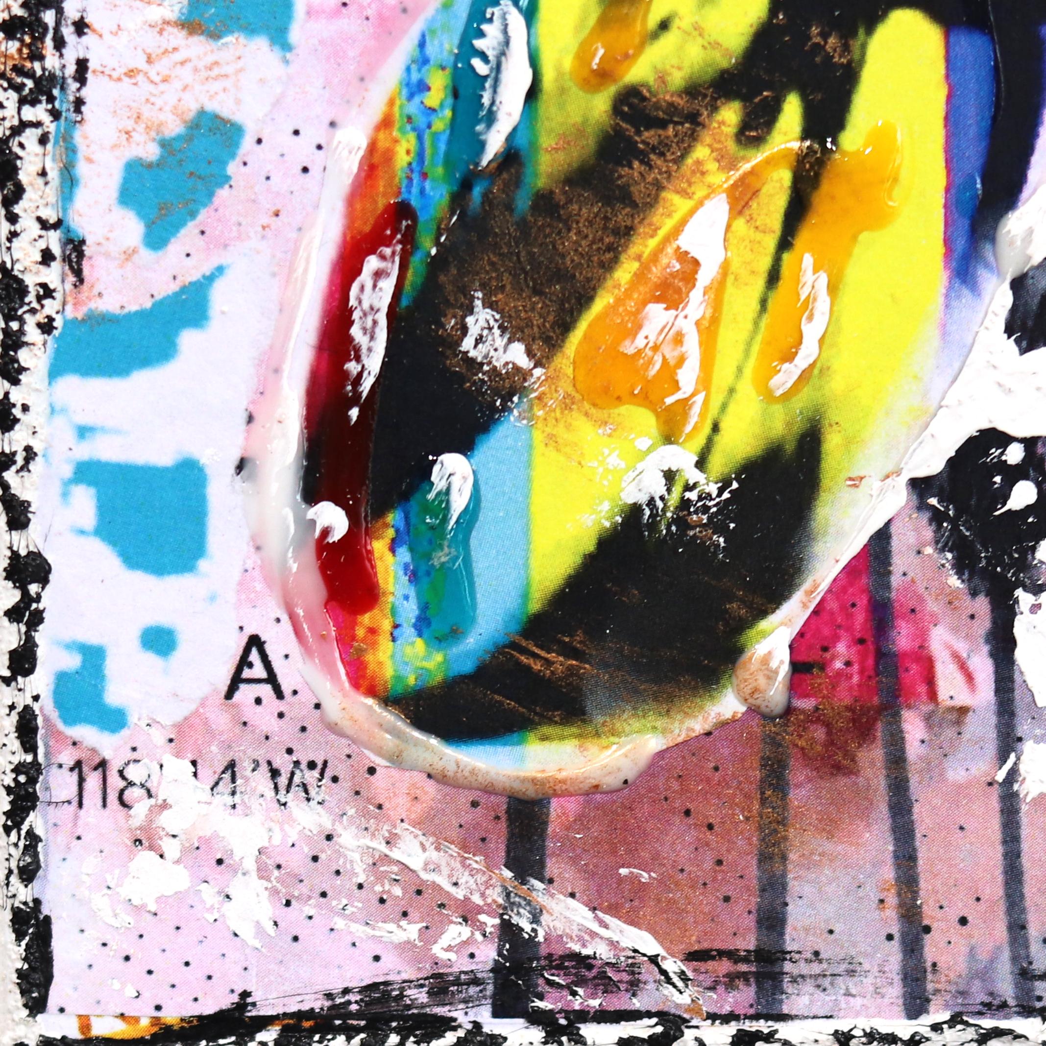Sweet Shop Puppy - Collage original Pop Art de colores sobre lienzo en venta 4