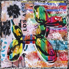 Sweet Shop Puppy - Collage original Pop Art de colores sobre lienzo