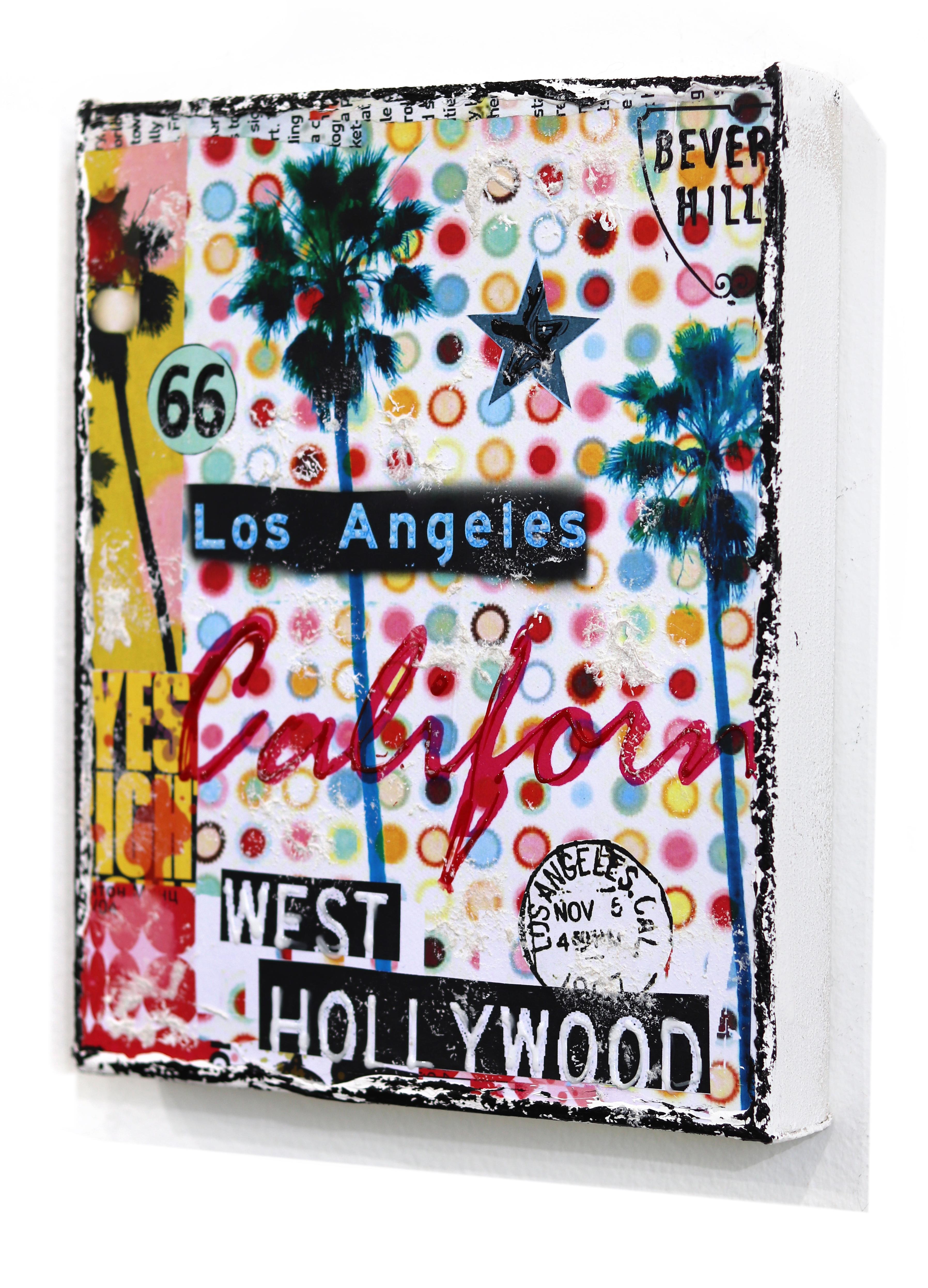 West Hollywood Lights - Collage abstrait coloré et texturé de la ville en vente 1