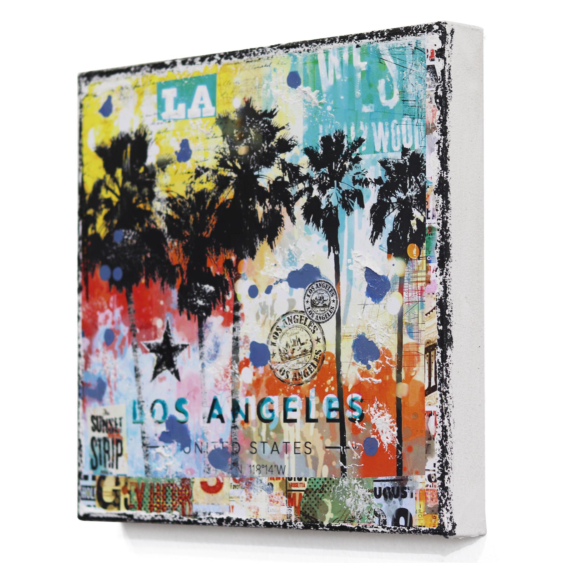 Swiss artist Marion Duschletta transforms luxury objects and urban landscapes from around the world into unique layered artworks. She combines an intriguing mixture of urban photographs and American pop icons opposite brand names and advertising
