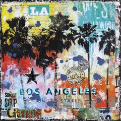 West LA - Collage originale di paesaggi colorati Pop Art su tela