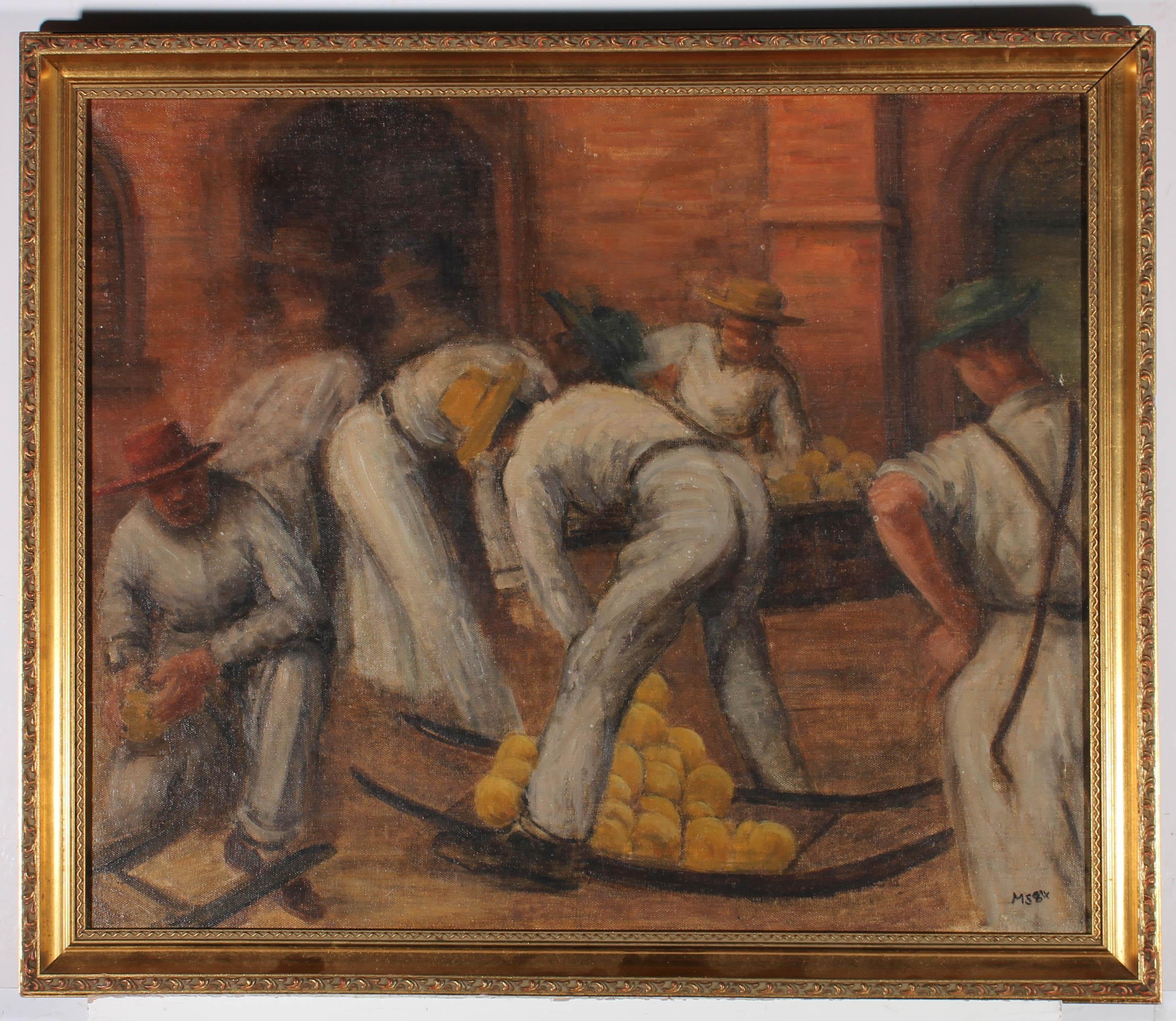 Marion E. Starr (née en 1937) - 1984 Huile, The Cheesemakers Of Amsterdam en vente 2