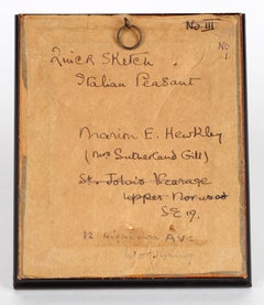 Marion Edith Hewkley Miniature 'Italian Peasant' Framed Watercolor 1923