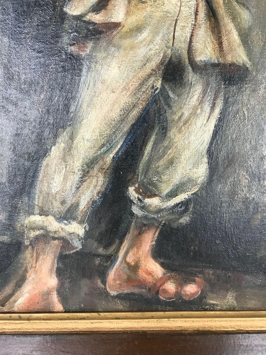 American Marion Greenwood Painting Man in Suit and Sandals 1932 Oil on Board