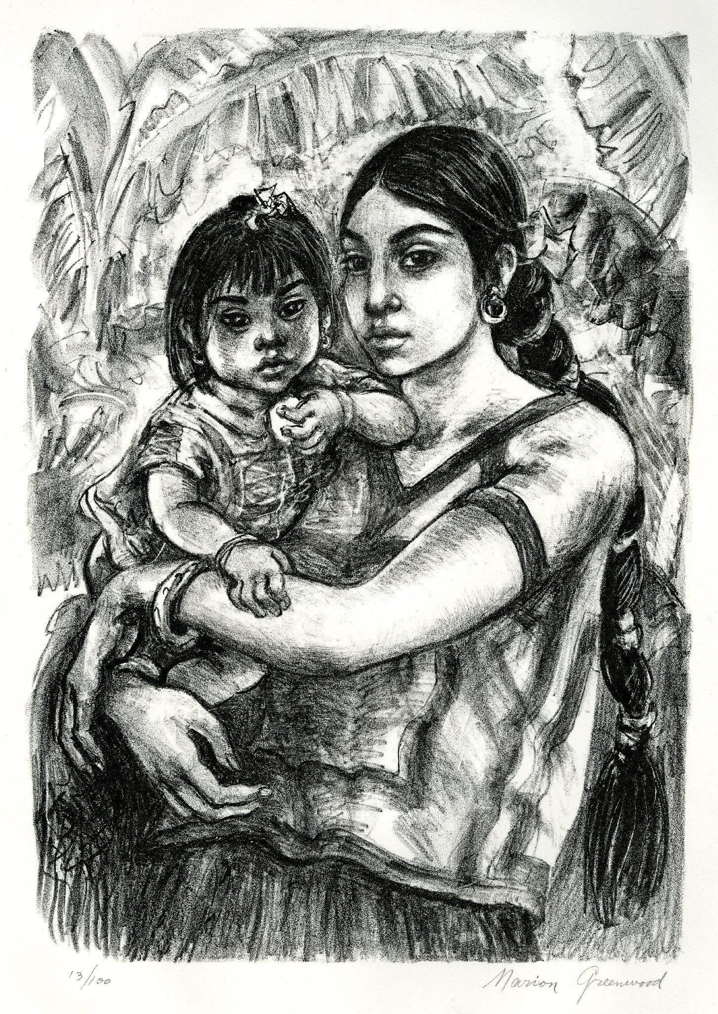 Marion Greenwood Figurative Print - Tehuana Mother