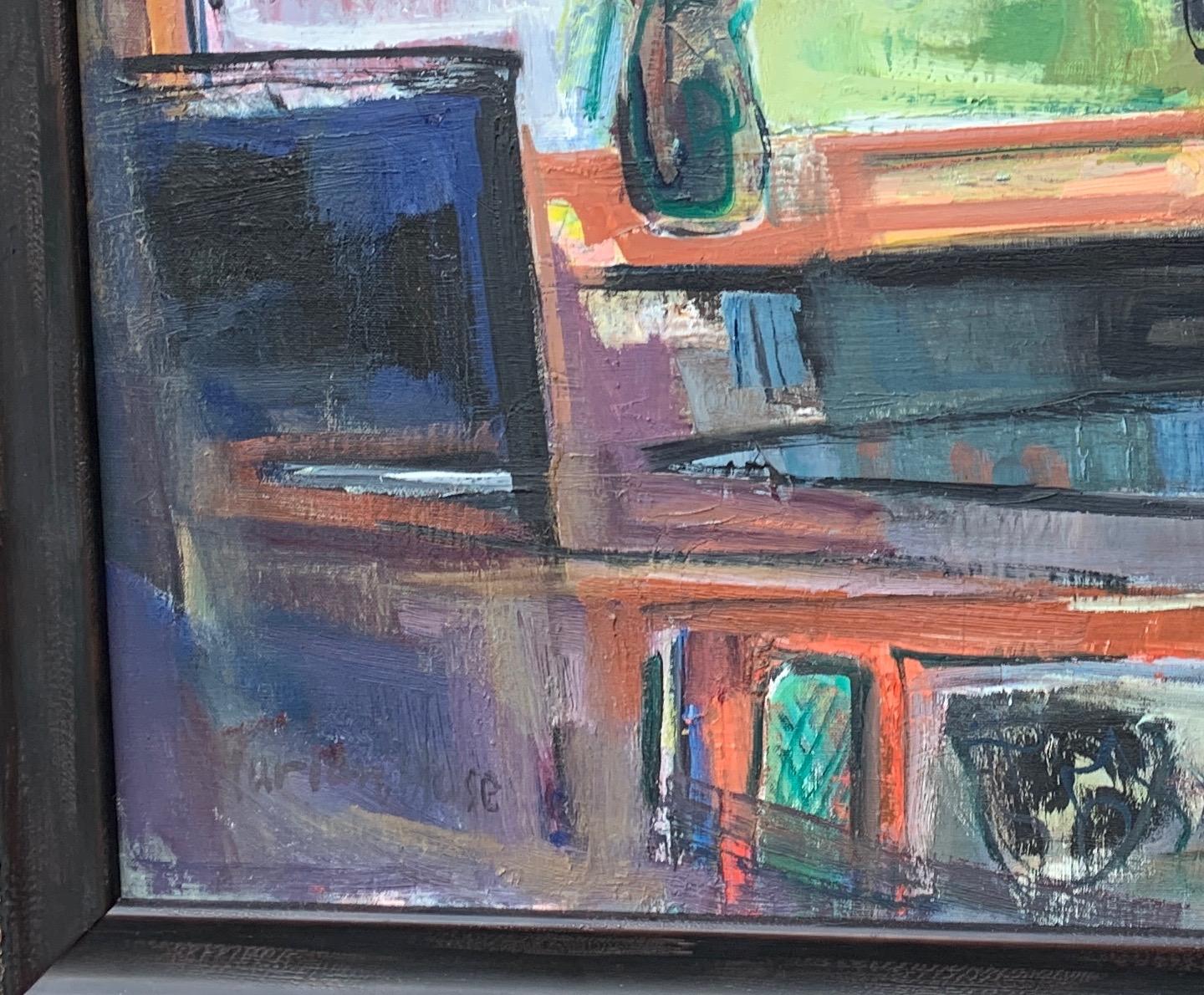 Amerikanischer Impressionist Innenraum des Studios eines Künstlers (Grau), Landscape Painting, von Marion Huse