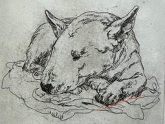 Hand Pulled Etching of a Sleeping Bull Terrier Charms and adds Prestige
