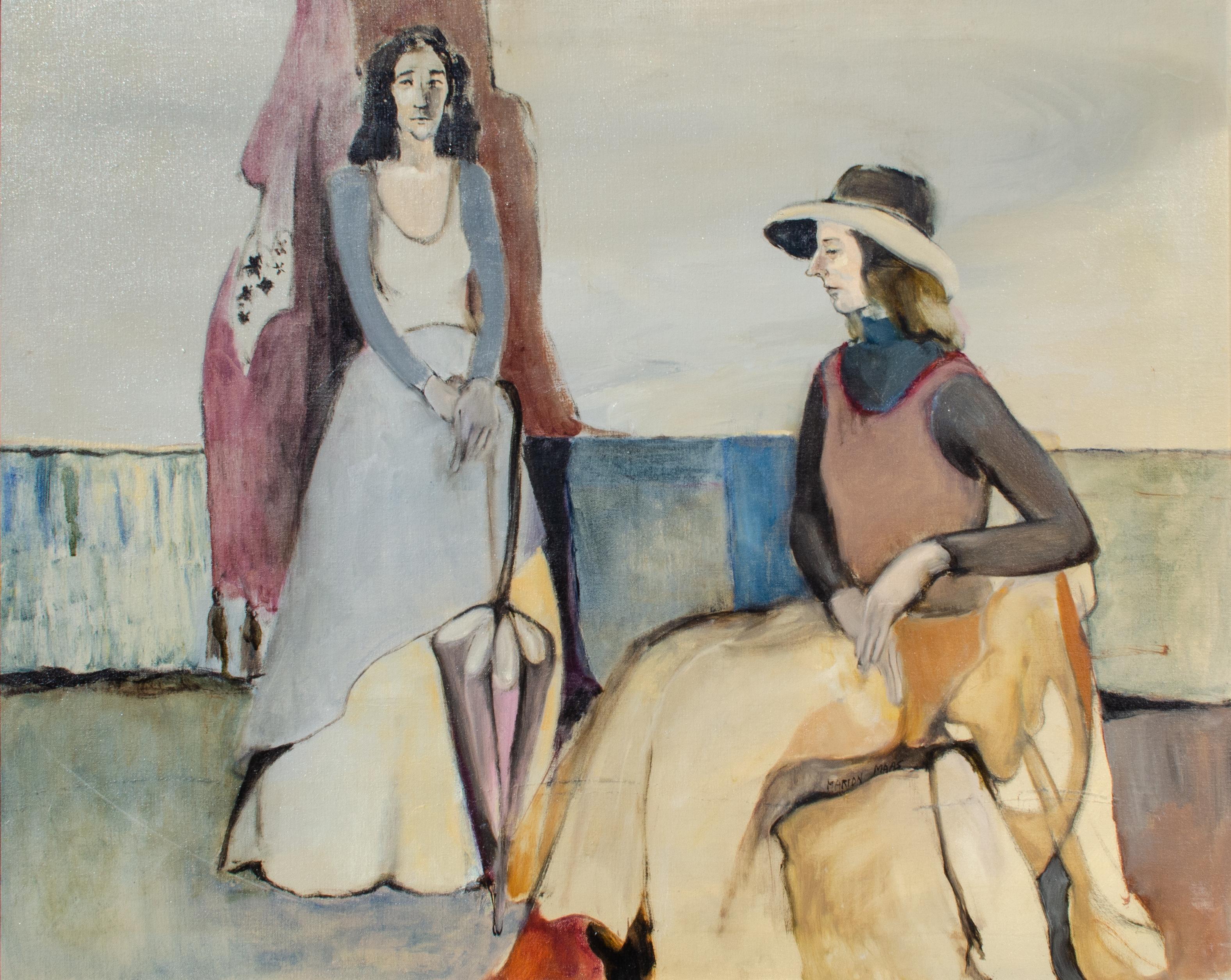 Peinture moderniste de deux femmes de Marion Maas en vente 1
