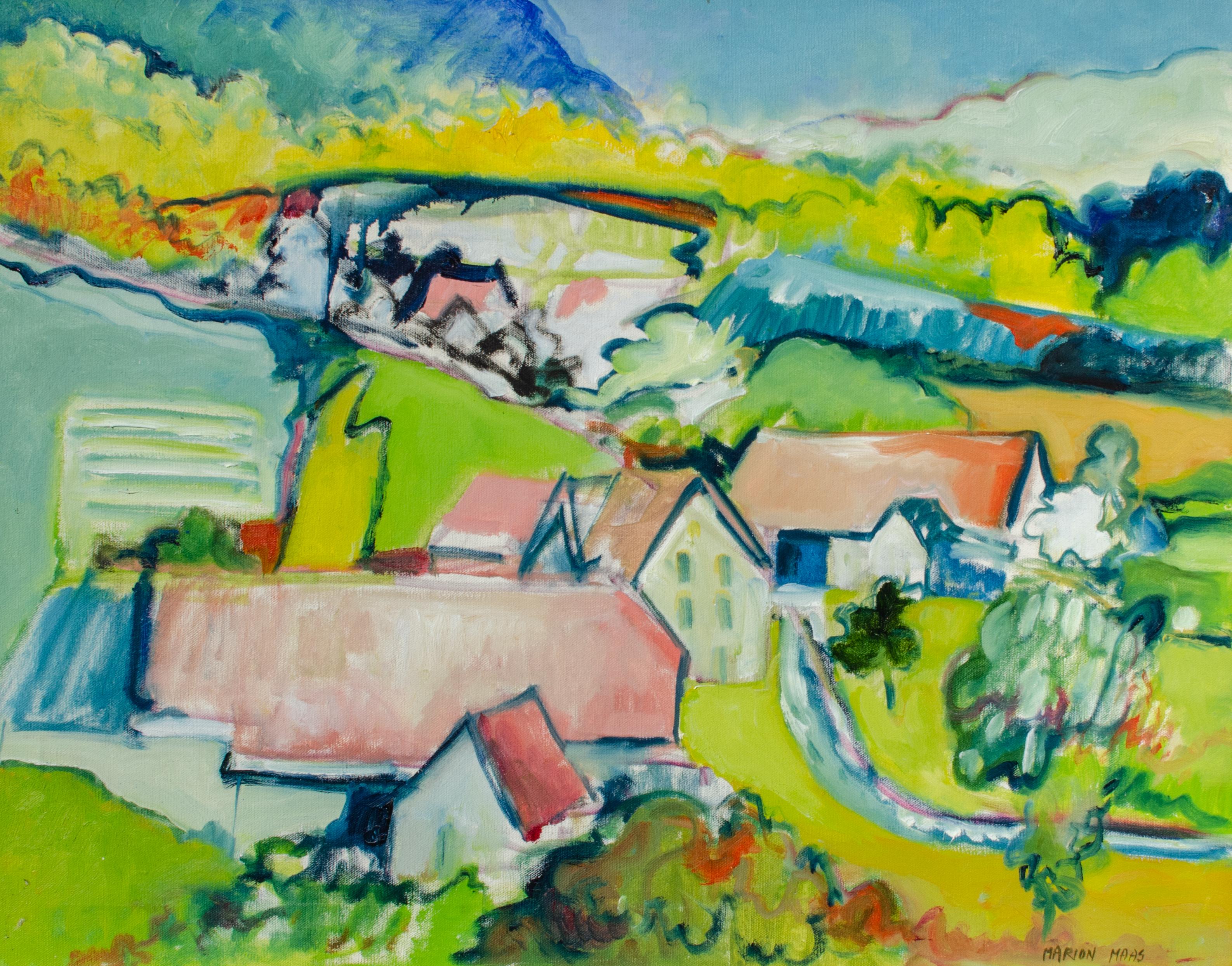 Modernist Hillside Painting by Marion Maas For Sale 1