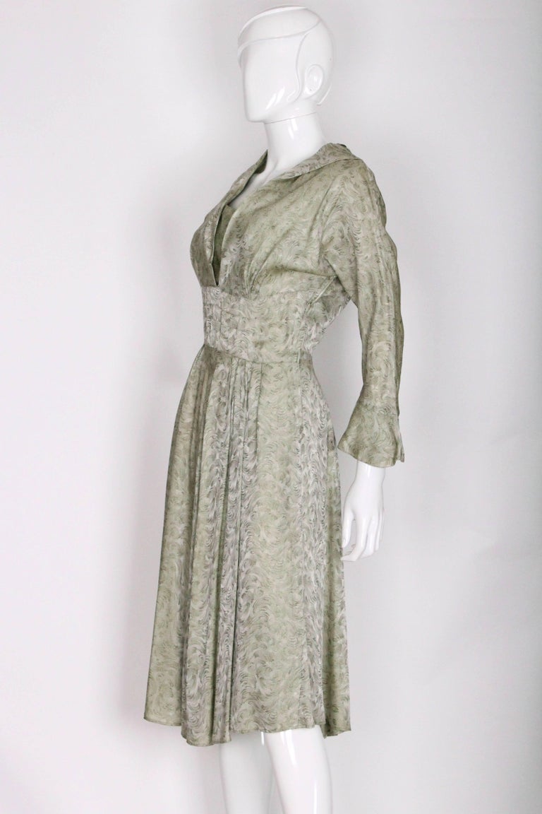 Marion Michael 1940s Sage Green Tea Dress For Sale at 1stDibs