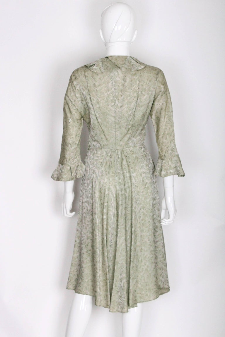 Marion Michael 1940s Sage Green Tea Dress For Sale at 1stDibs