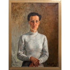 Portrait Of A Lady In White, Dated 1943 By Marion Mroz (1892-1976)