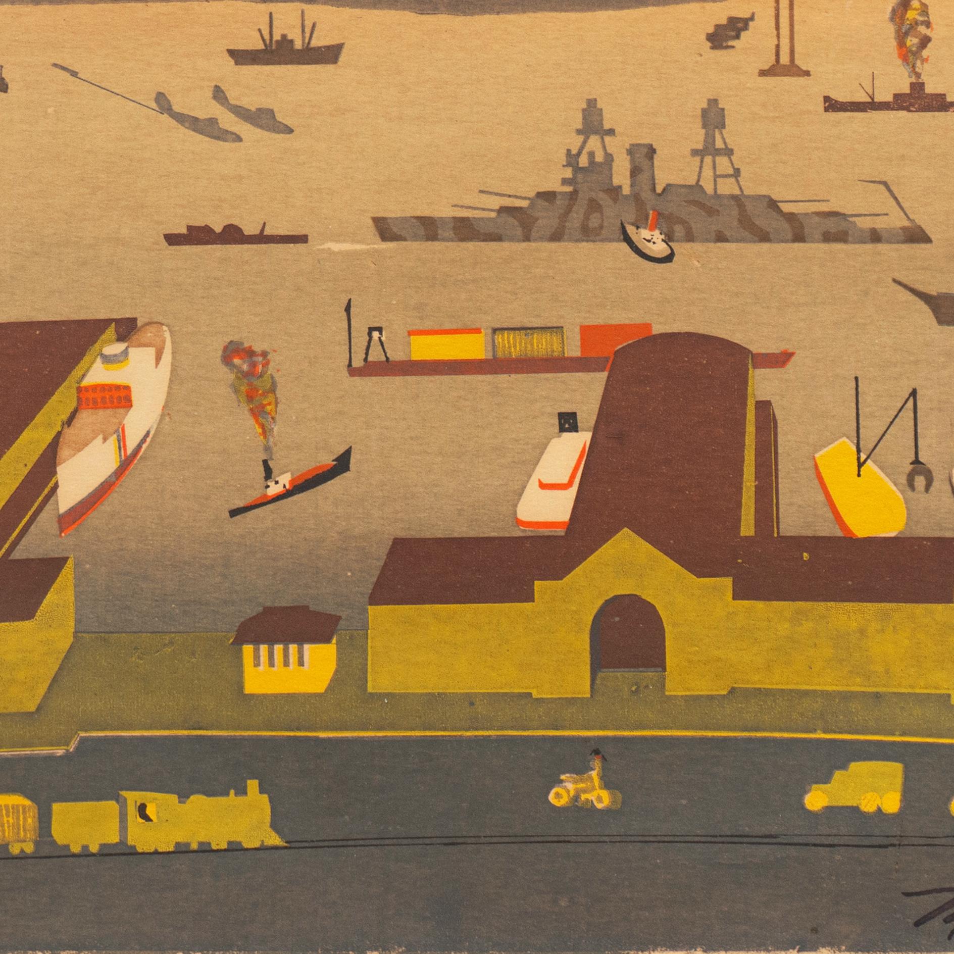 « San Francisco Harbor », SFAA, MoMA, de Young Museum, San Francisco Woman Artist en vente 2