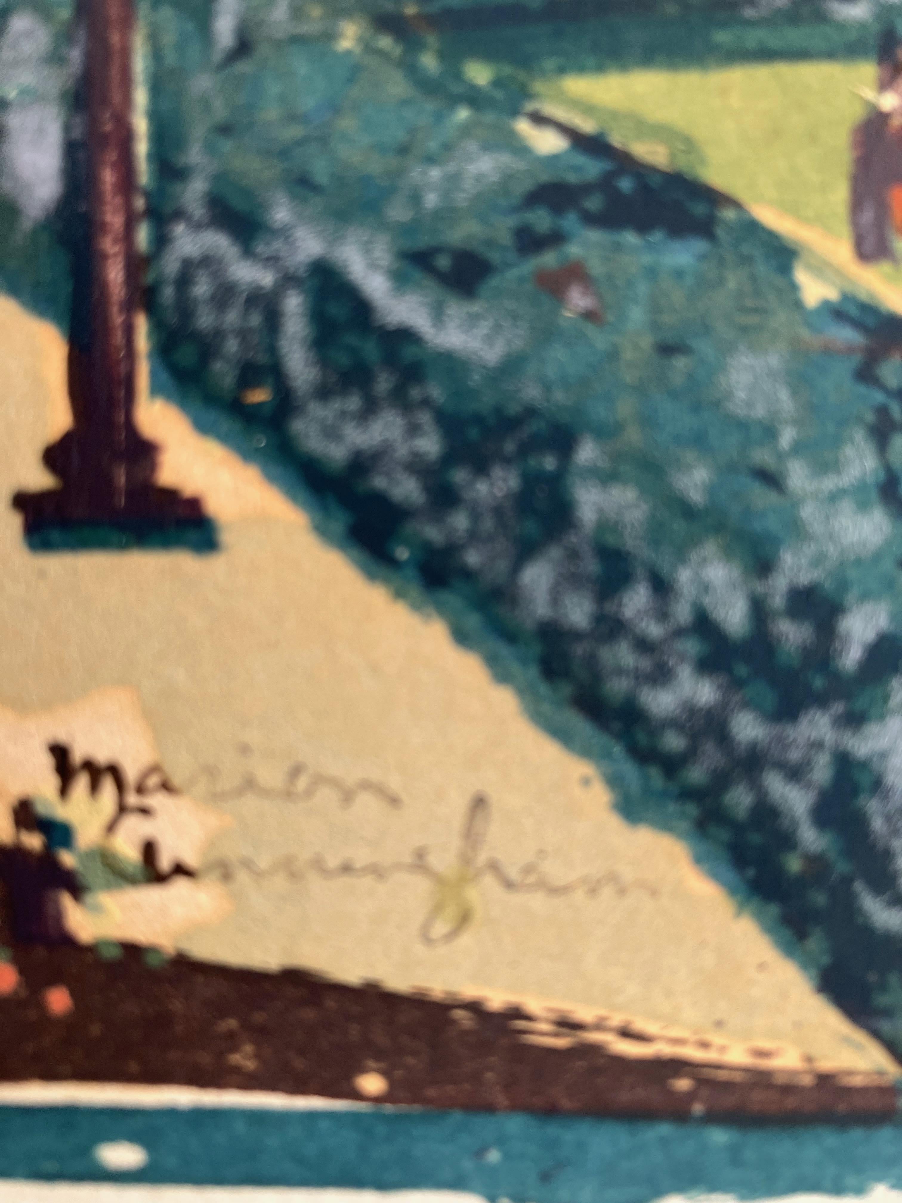 San Francisco with Blimp - Modern Print by Marion Osborn Cunningham