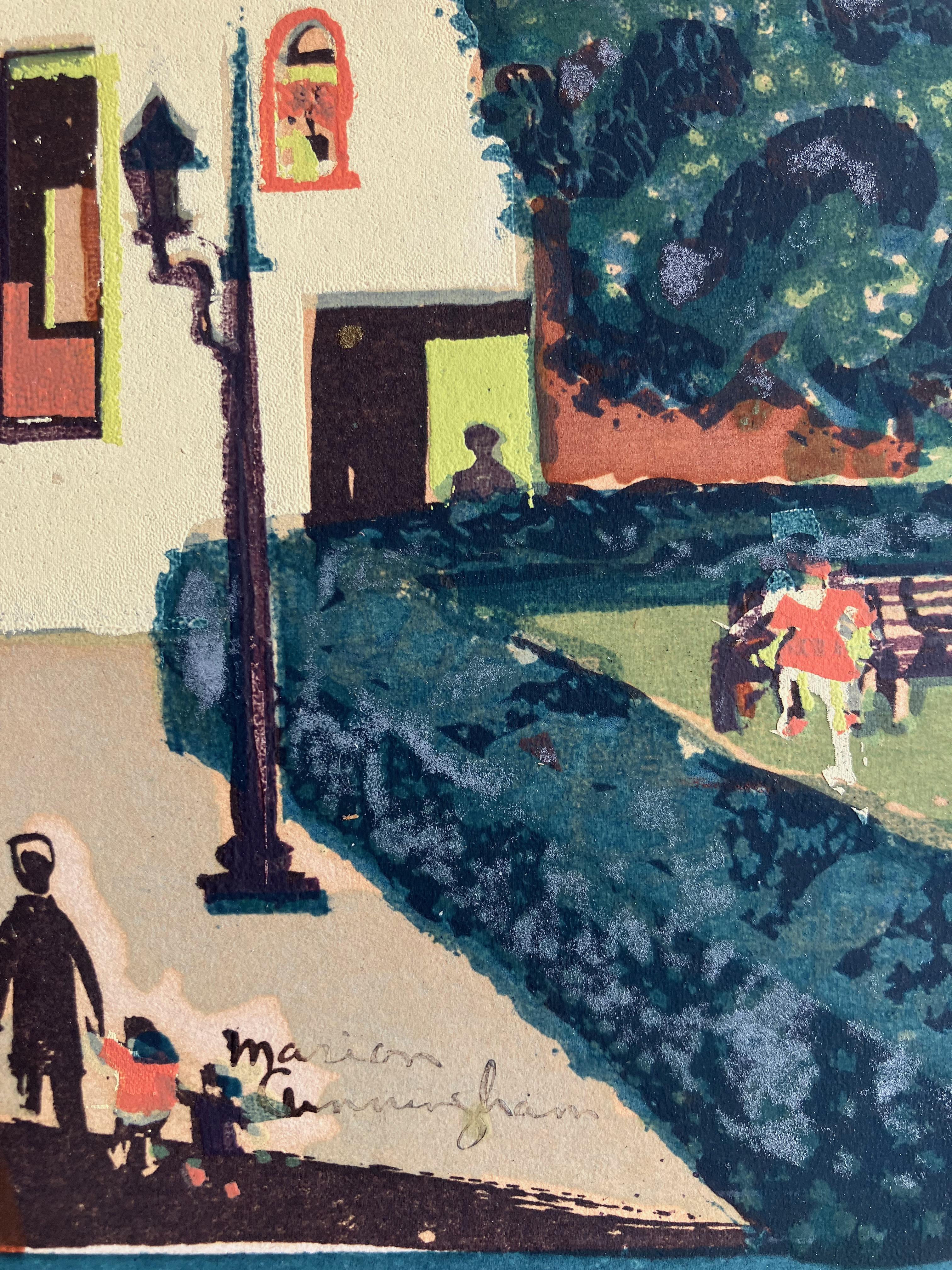 San Francisco with Blimp - Beige Print by Marion Osborn Cunningham