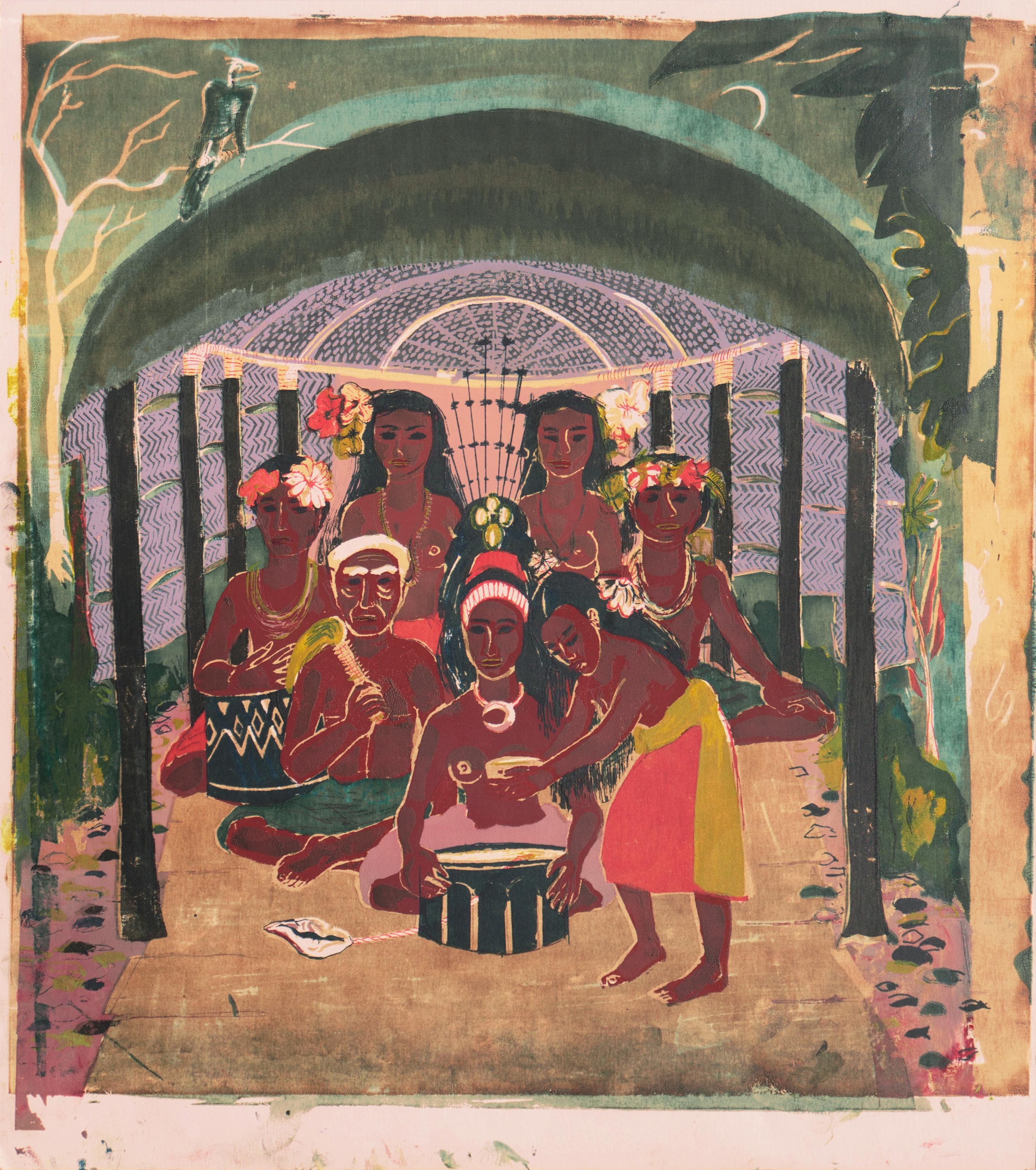 'Serving Poi', Hawaii, NYMoMA, Metropolitan Museum, National Gallery, SFAA, GGIE - Print by Marion Osborn Cunningham