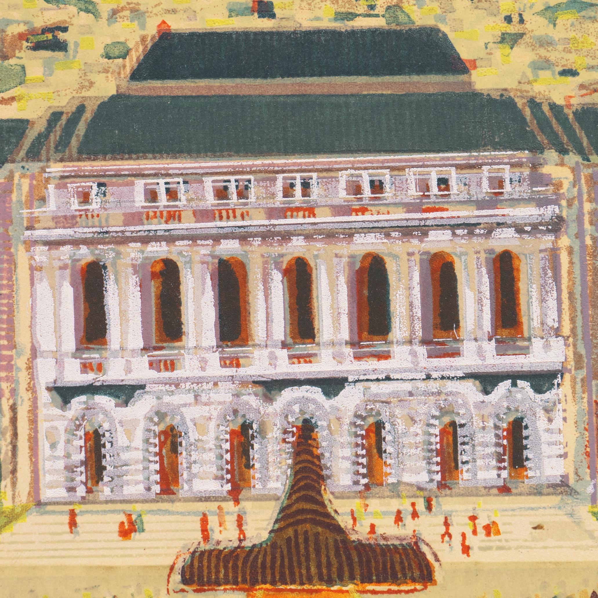 'San Francisco Opera House', Post-Impressionist Silkscreen, Woman artist - Modern Print by Marion Osborn Cunningham