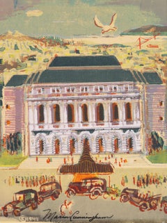 'San Francisco Opera House', Post-Impressionist Silkscreen, Woman artist