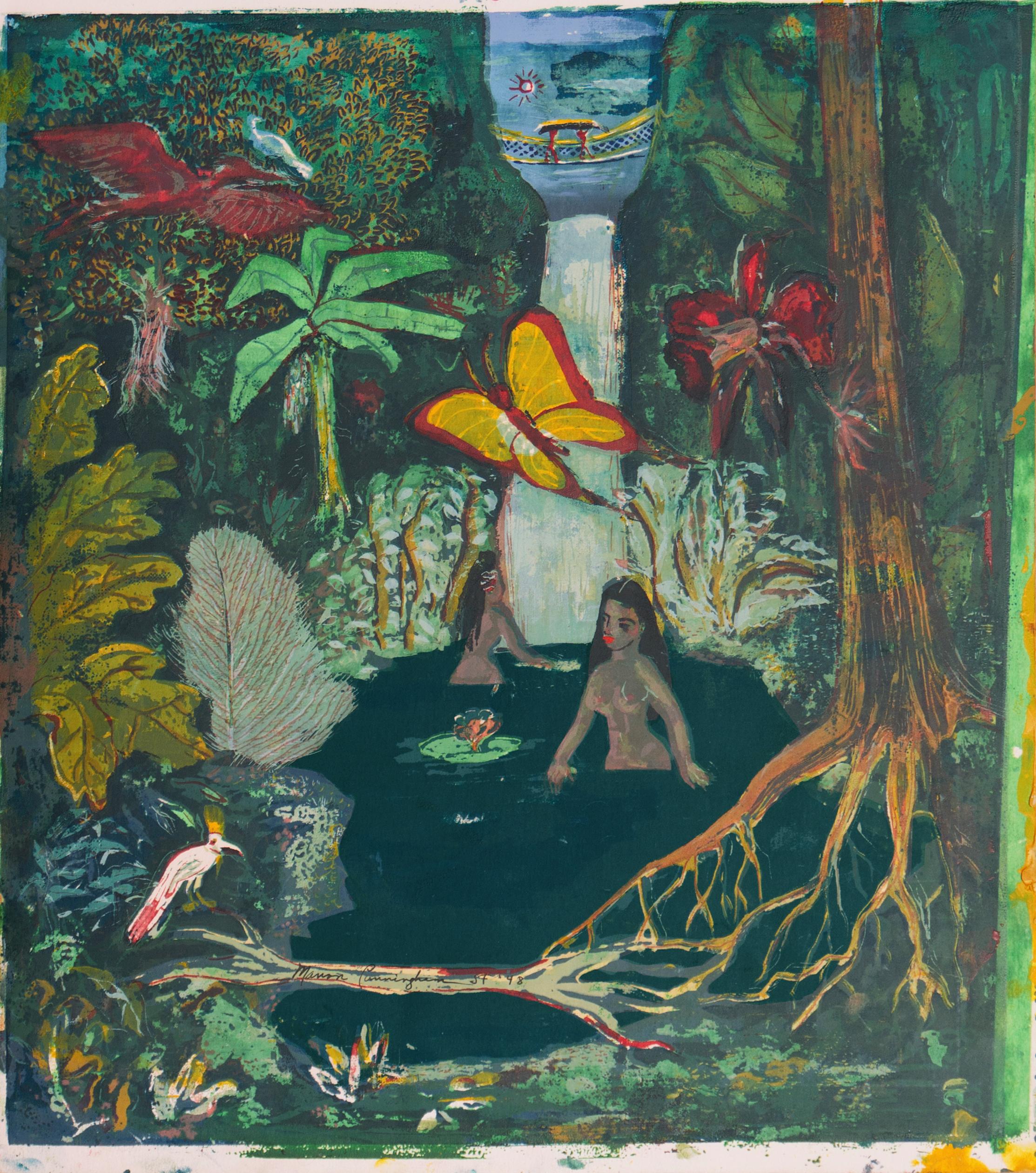 'Tropical Waterfall, Hawaii', Metropolitan Mus., National Gallery, NY MoMA, SFAA - Print by Marion Osborn Cunningham