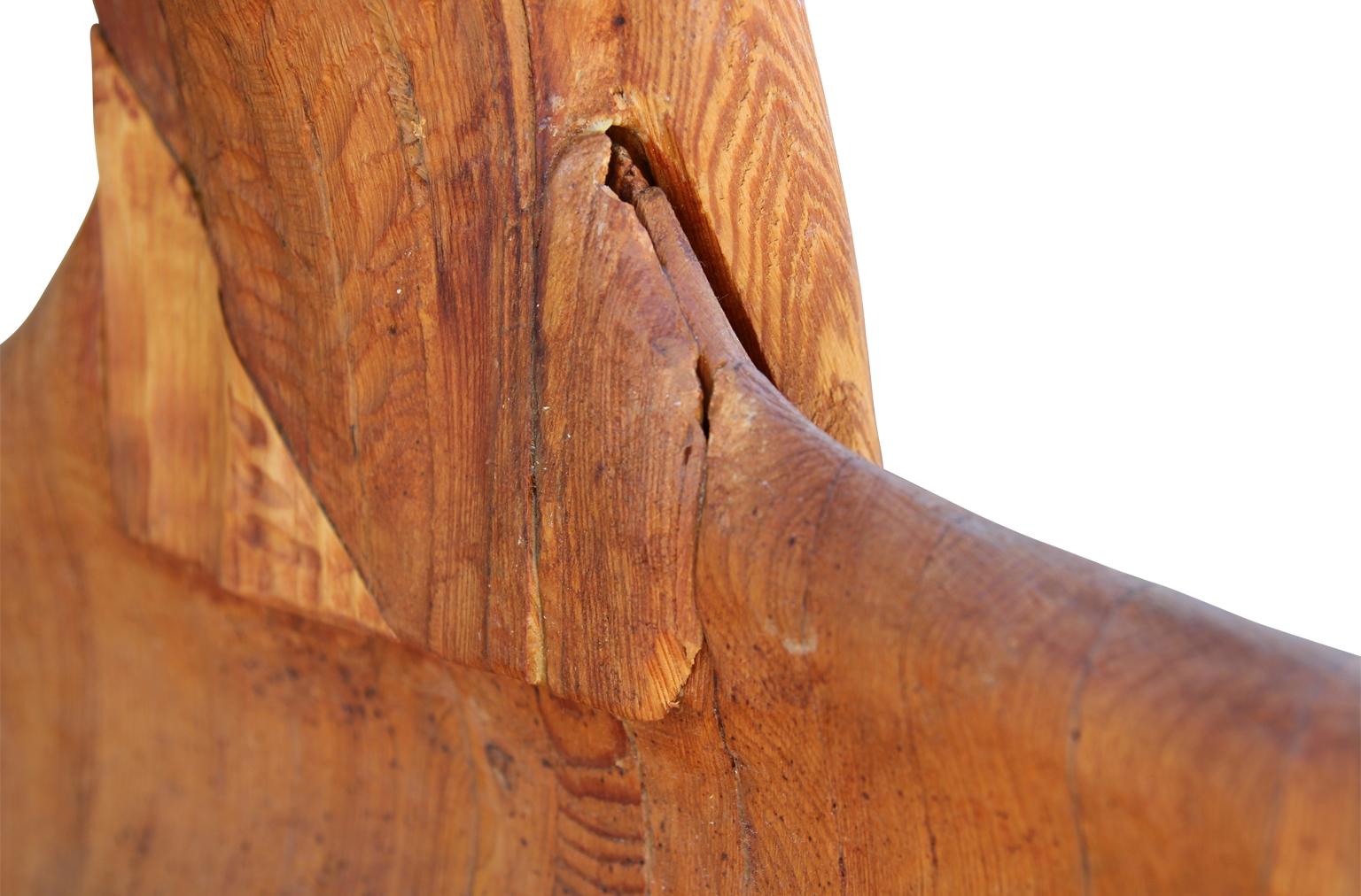 Modern Hand Carved Wooden Folk Sculpture of a Seated Woman with a Pet Cat  9