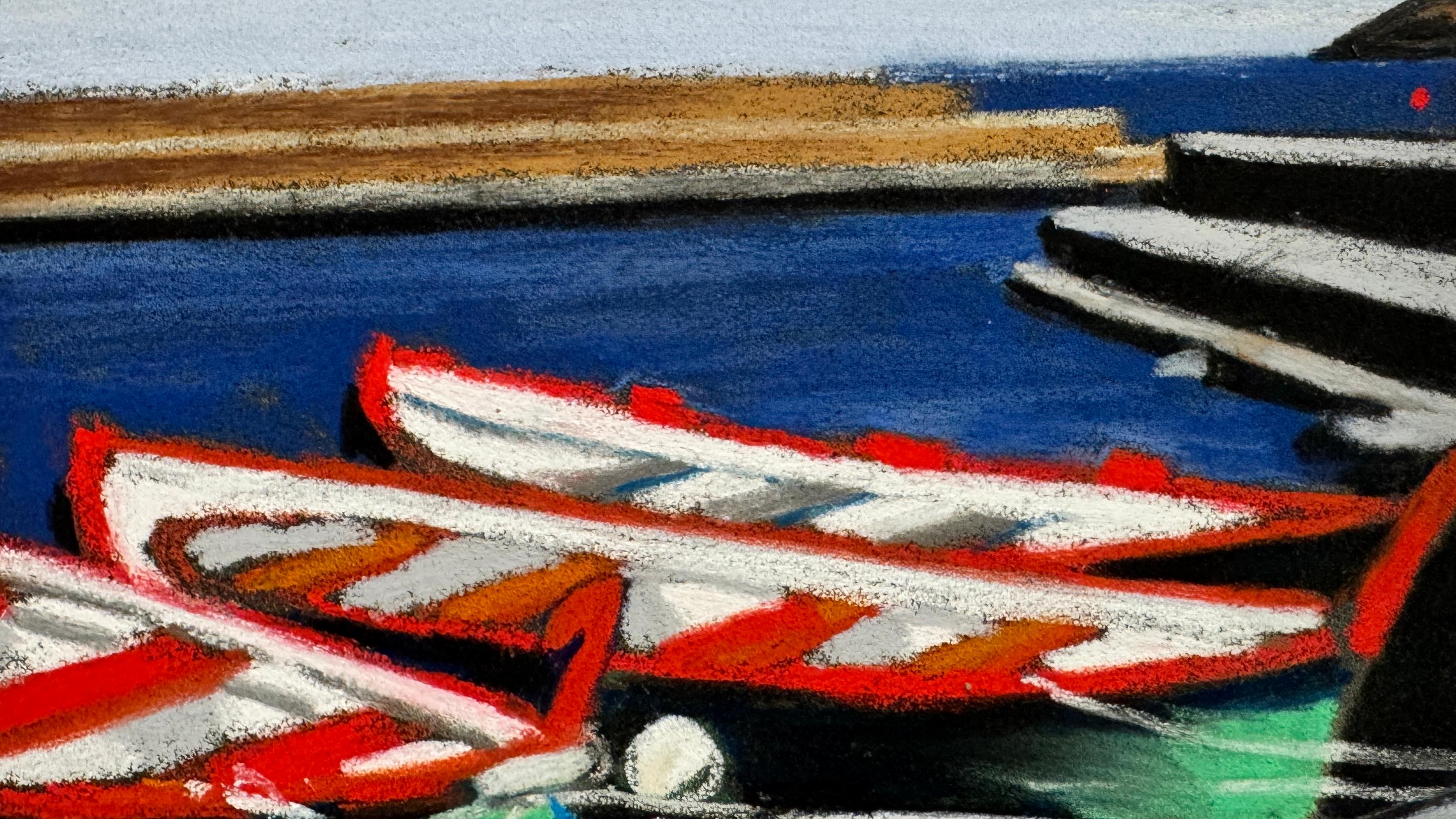 Barken Collioure 3 (Grau), Landscape Painting, von Marion Puig