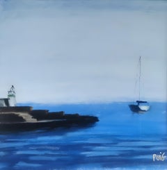 Jettèe Collioure 1: Pastel on paper, Minimalist Landscape, 22x22 cm, New