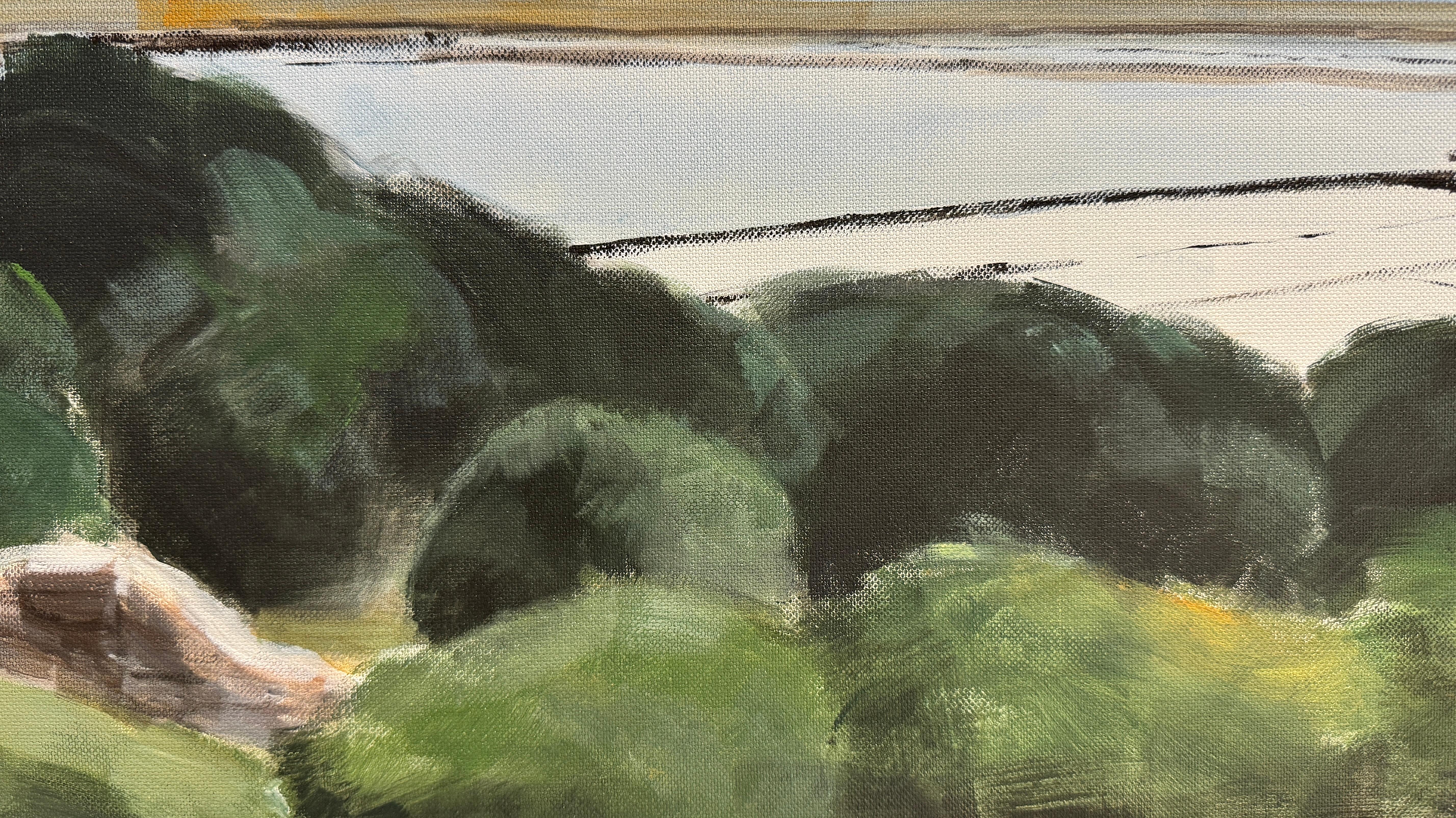 Salins de Gruissan 1 - Landscape Painting Gris de Marion Puig