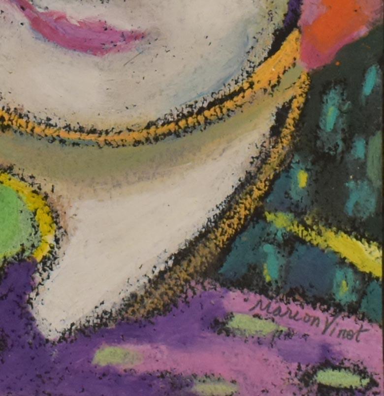 Happy To Be (Oil Pastel Portrait of a Female Figure) - Painting by Marion Vinot