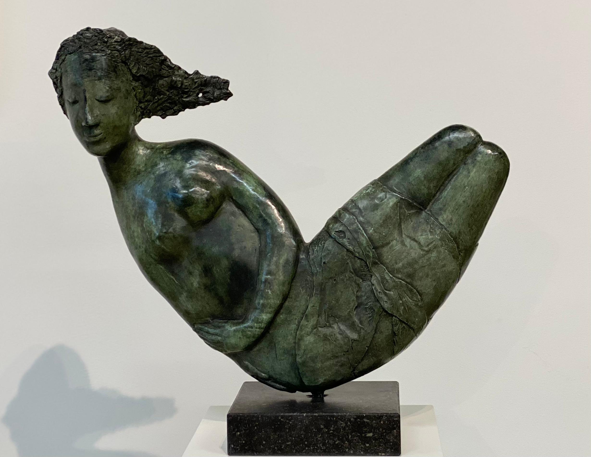 Luna- 21st Century Contemporary Bronze Sculpture  - Gold Figurative Sculpture by Marion Visione