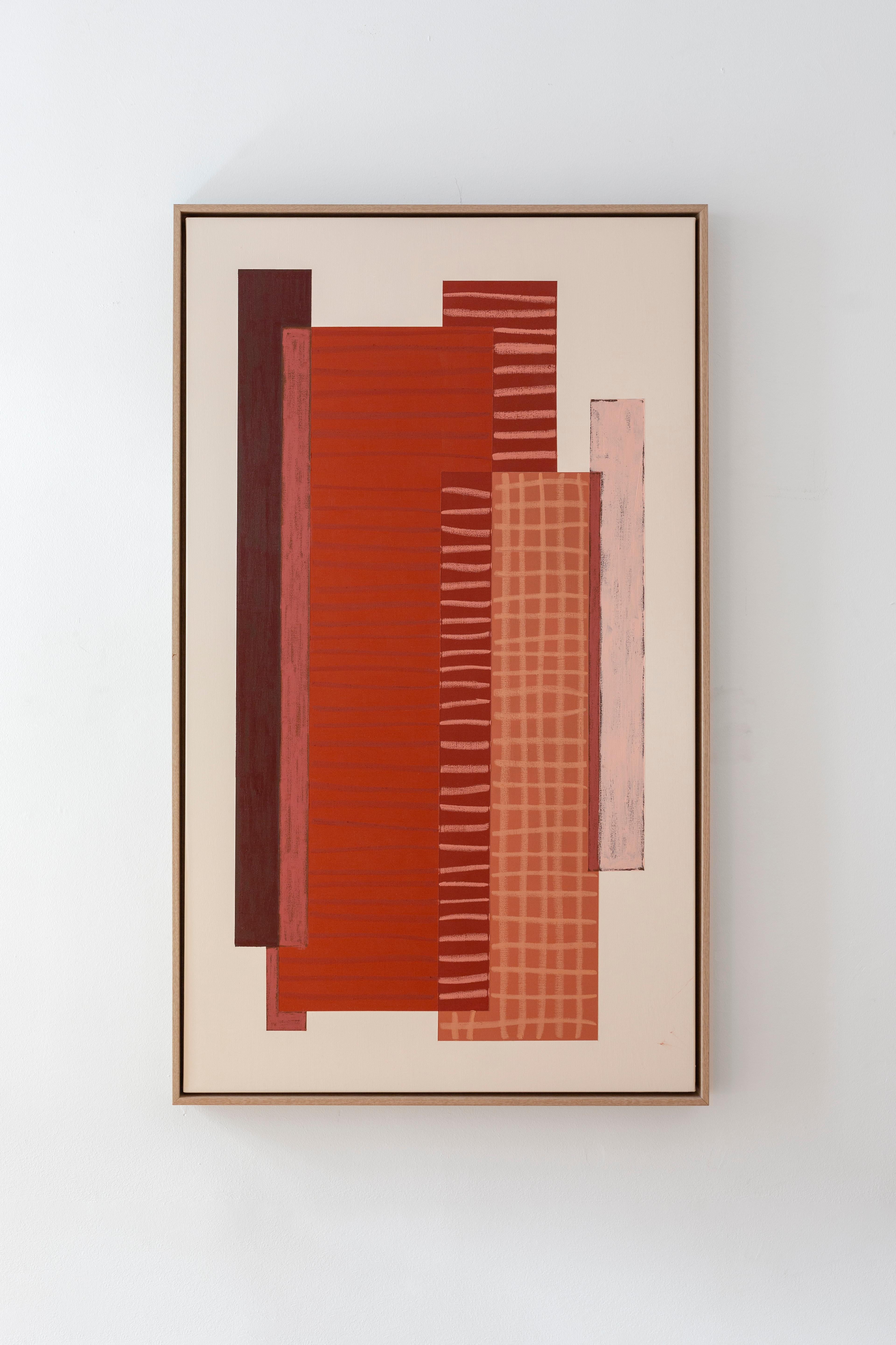 Obra de Arte Geometría Rojo Terracota Óleo Colores Artista Española Mariona Espinet en venta 3