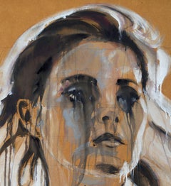 Contemporary Abstract Expressionist Modern Portrait, "Alida Valli" Black & White